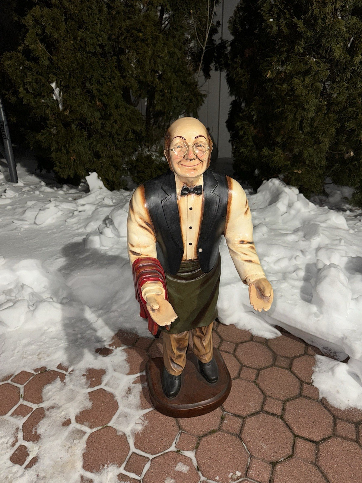 Waiter Statue Restaurant Butler Greeter Vintage Style Decor