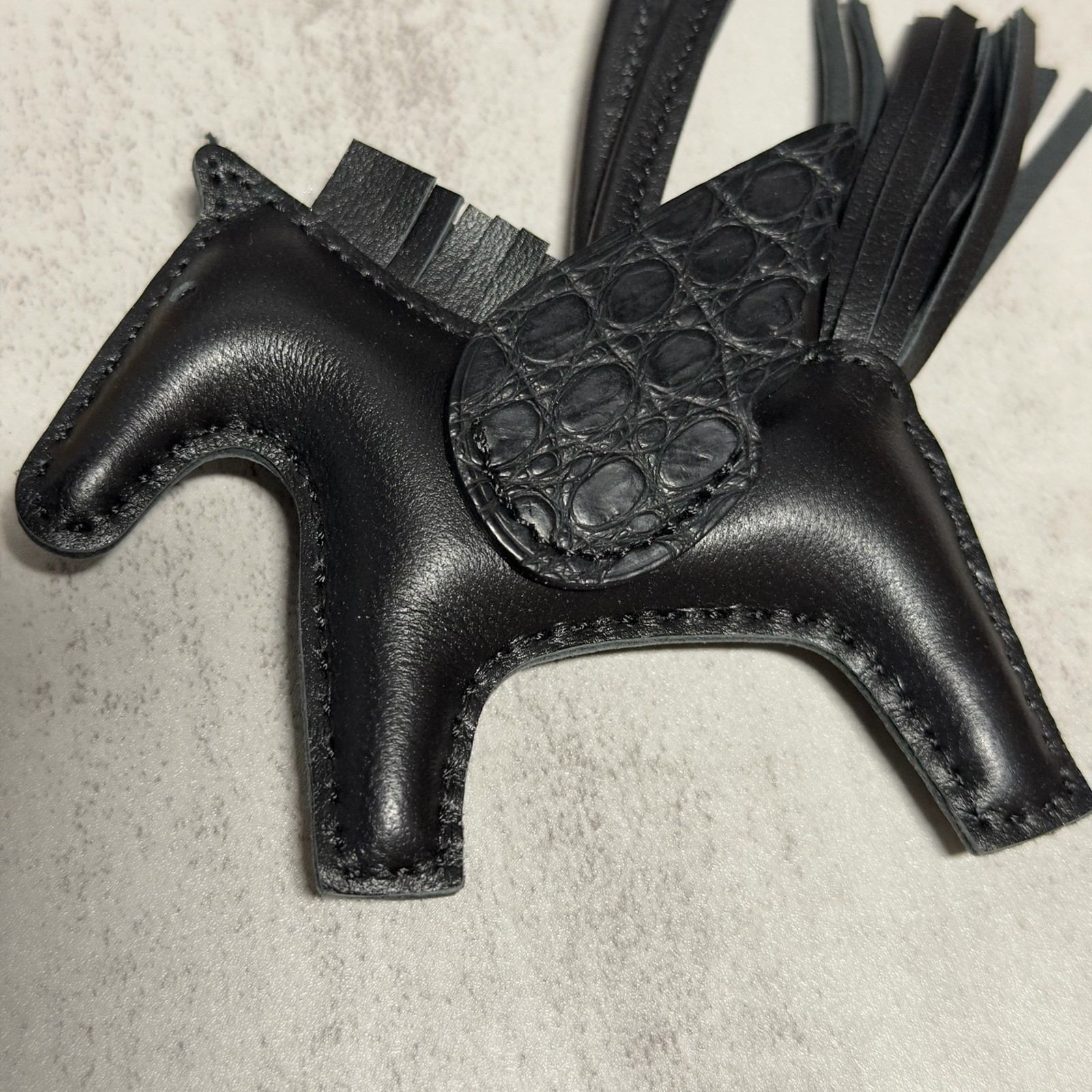 Hermes Pegase PM Pegasus Alligator Skin Black Horse Bag Charm Bag Accessory
