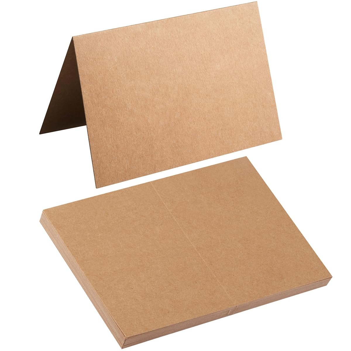 50 Pack Blank Folded Cardstock Greeting Cards, Brown, 3x5