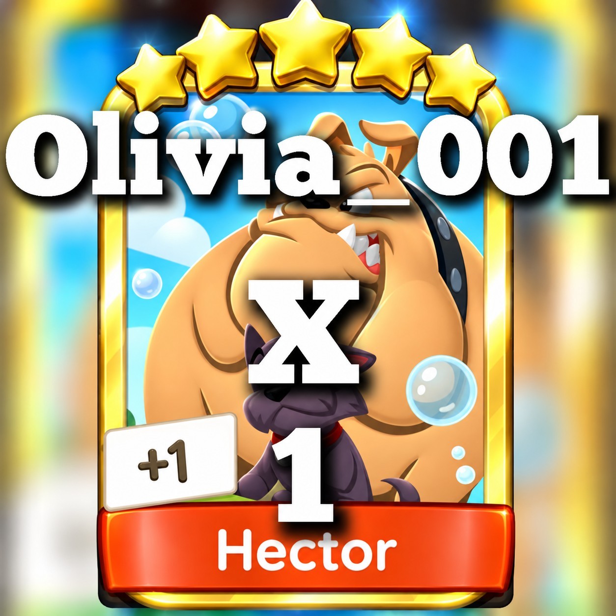 1 x Hector ⭐⭐⭐⭐⭐ Set 21 :- Mono_Poly_Go Golden Blitz Stickers :- Fastest