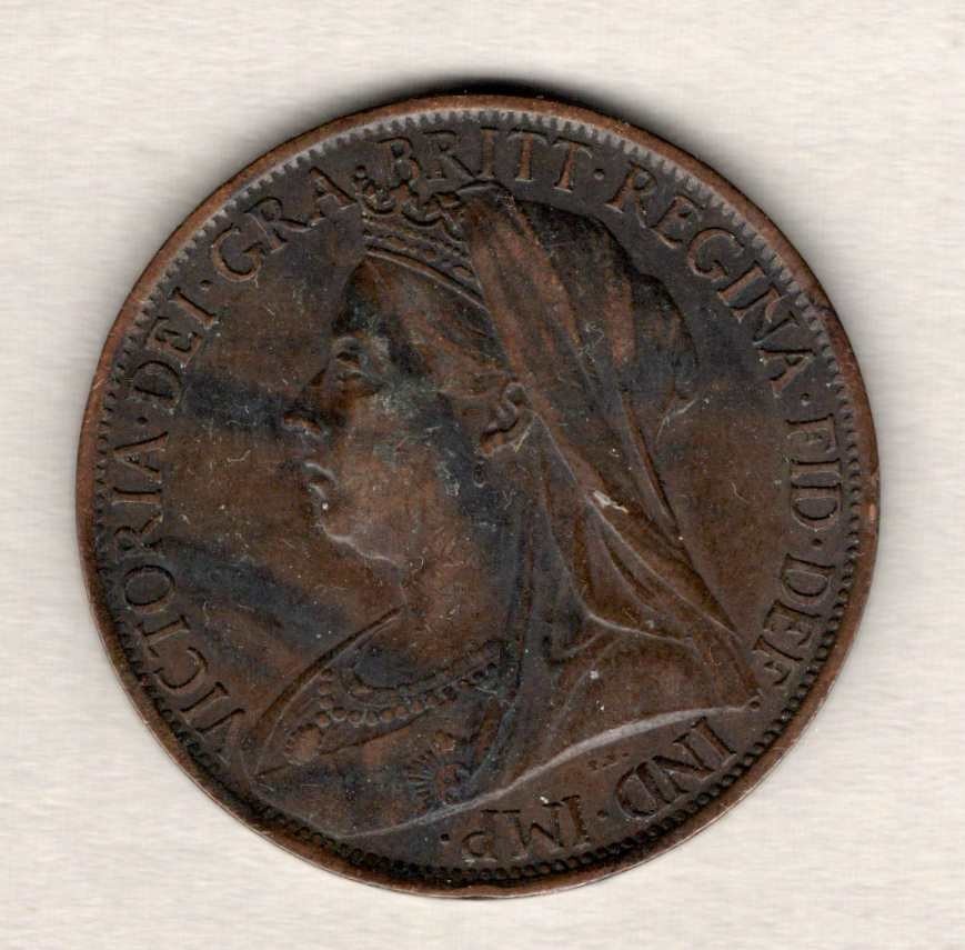Great Britain 1898 1 Penny  BEAUITFUL COIN, TONING  AND FREE USA SHIP