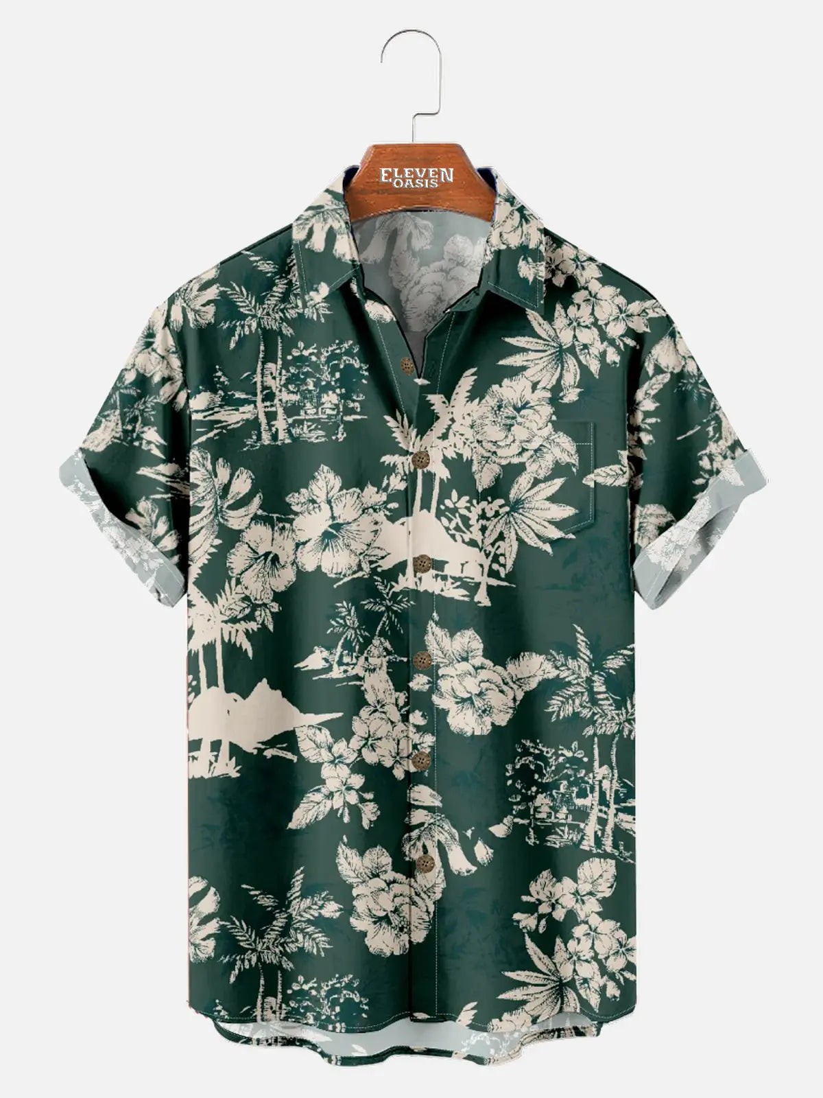 Tall Palm Landscape Floral Print Mens Hawaiian Short Sleeve Shirt Fits DUTY PAID Tall Palm Landscape Floral Print Mens Hawaiian Short Sleeve Shirt Fits DUTY PAID