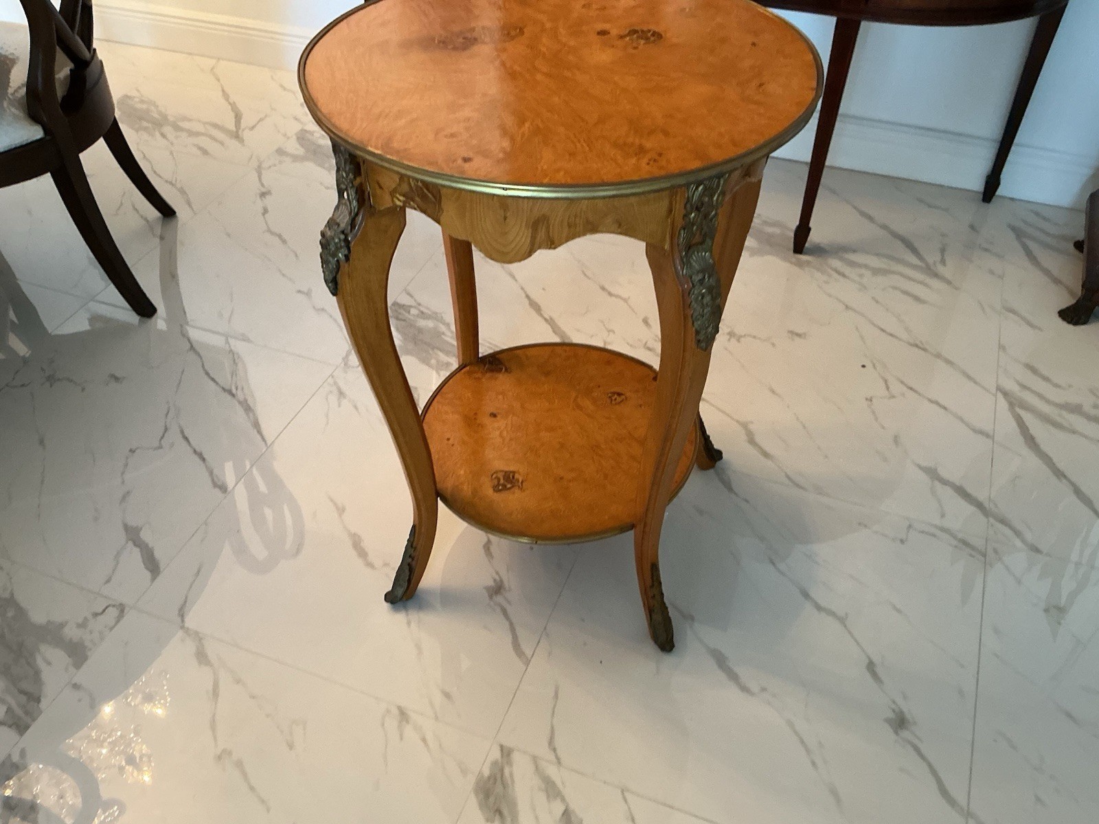 $1300 Antique French Style Leather Top Desk Table Ormolu Trim One Drawer $1300 Antique French Style Leather Top Desk Table Ormolu Trim One Drawer