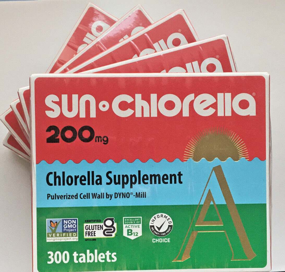 5 Boxes Sun Chlorella 200 mg by Sun Chlorella 300 Tablets Each FRESH
