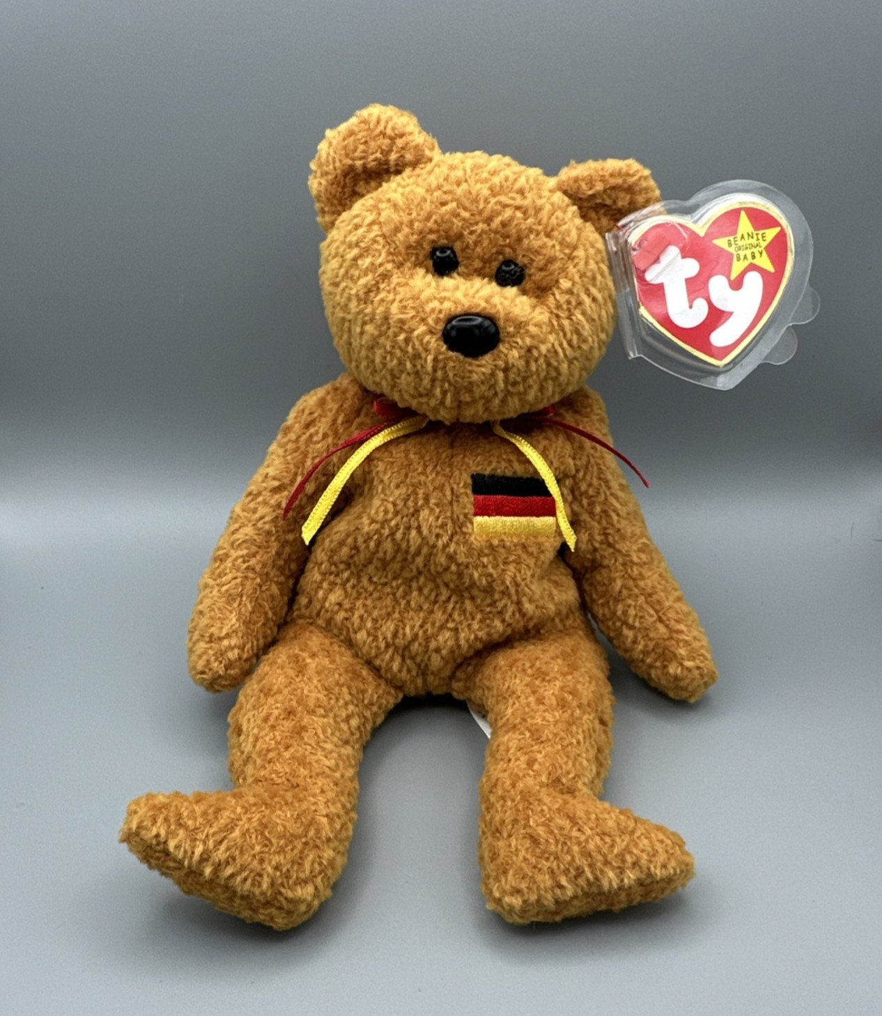 TY Beanie Baby Germania Bear RARE ERROR Geburtsag Misspelled English Back MWMT