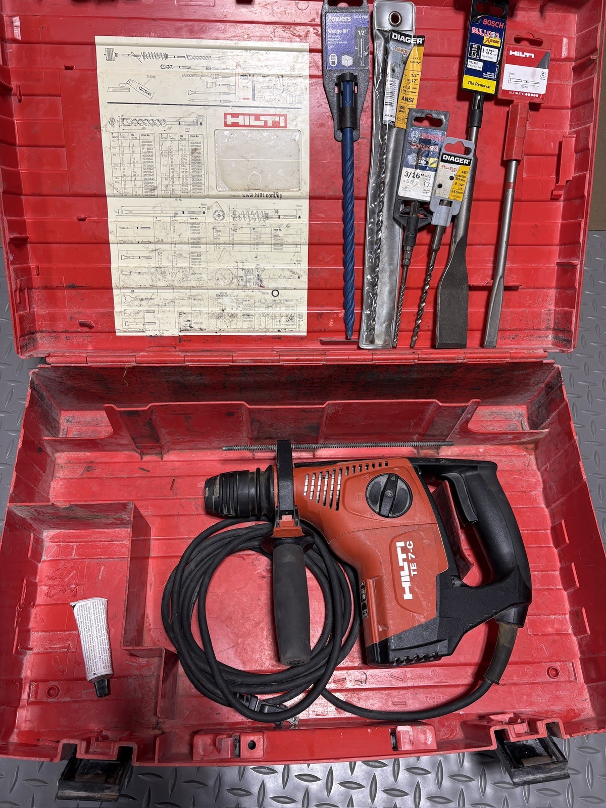Hilti TE7-C Rotary Hammer Drill TE 7-C 01 115 Vac. 6.3 Amp with case
