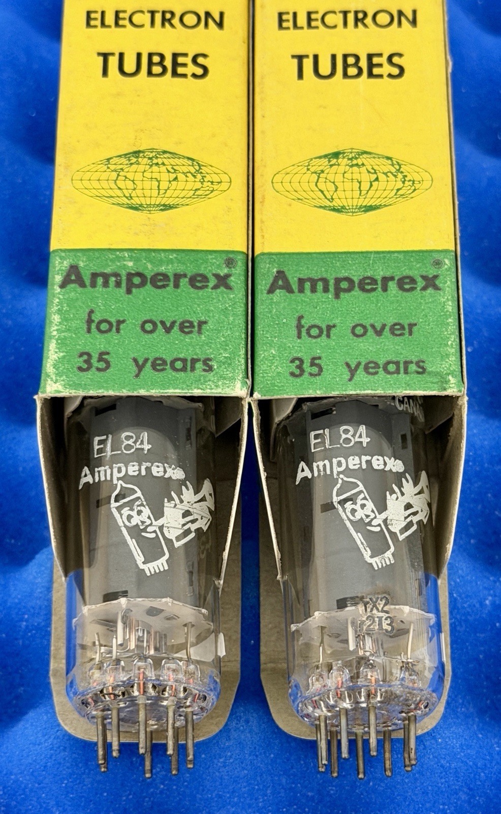TWO Amperex EL84 6BQ5 Vacuum Tubes / rX2 Bugle Boy Canada /Amplitrex👍 / 1962