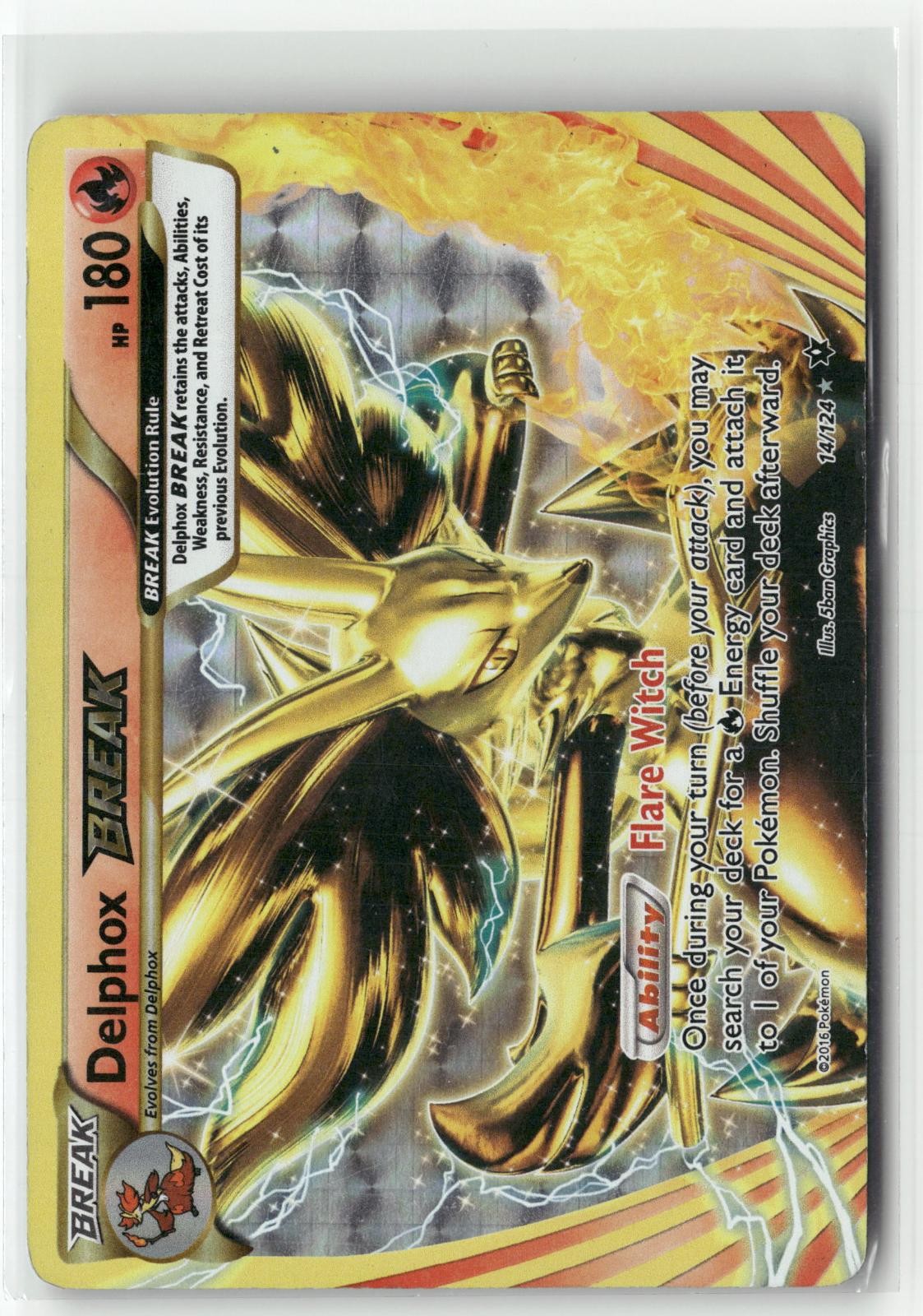Delphox BREAK 14/124 BREAK Rare Fates Collide Pokemon Holo HP