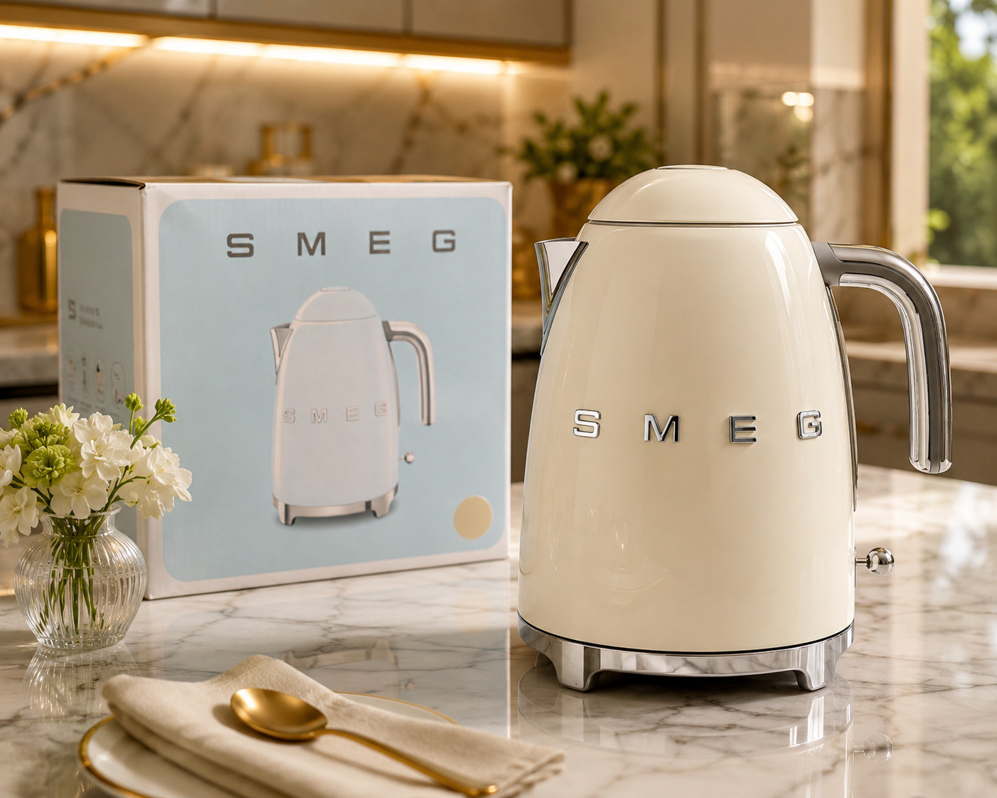 SMEG KLF03CRUS 50\'s Retro Style 1.7L Electric Kettle Cream New