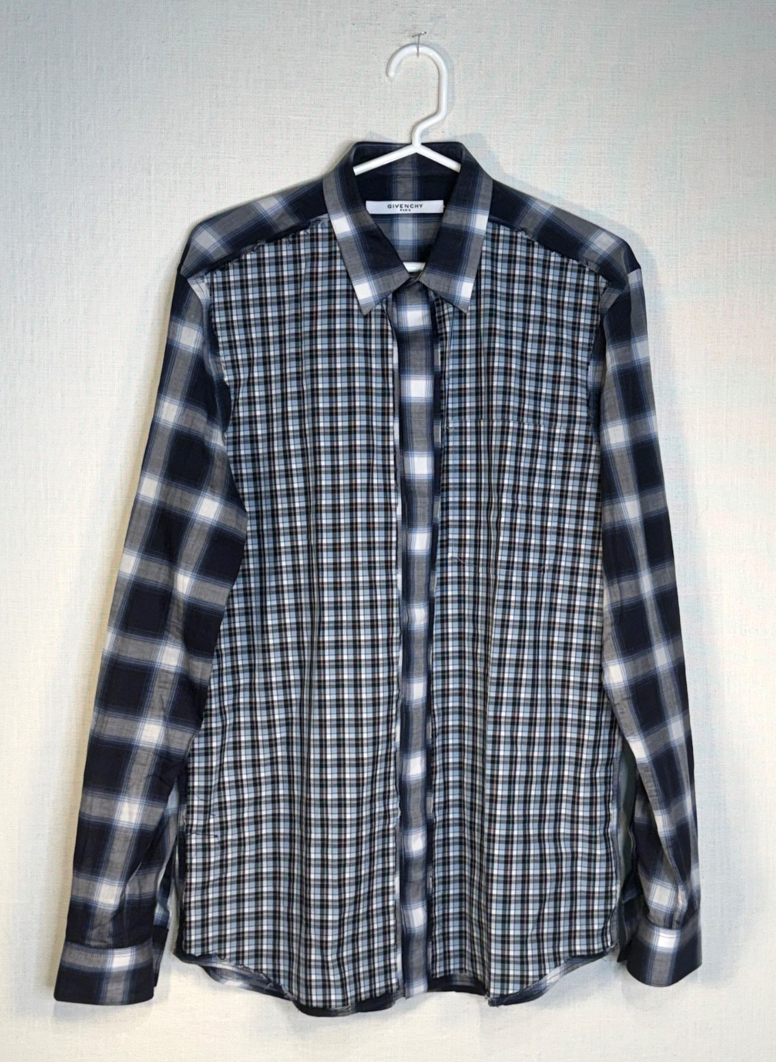 2107 GIVENCHY x Riccardo Tisci Mixed Plaid Long Sleeved Button Up Shirt SIZE S 2107 GIVENCHY x Riccardo Tisci Mixed Plaid Long Sleeved Button Up Shirt SIZE S