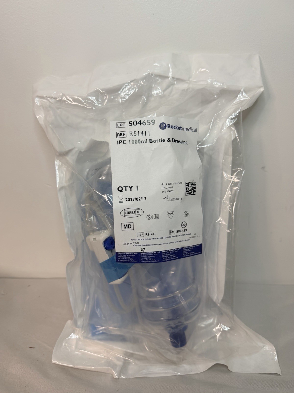 Rocket Medical R51411 IPC 1000 ml Drainage Bottle & Dressing Pack Sterile NEW