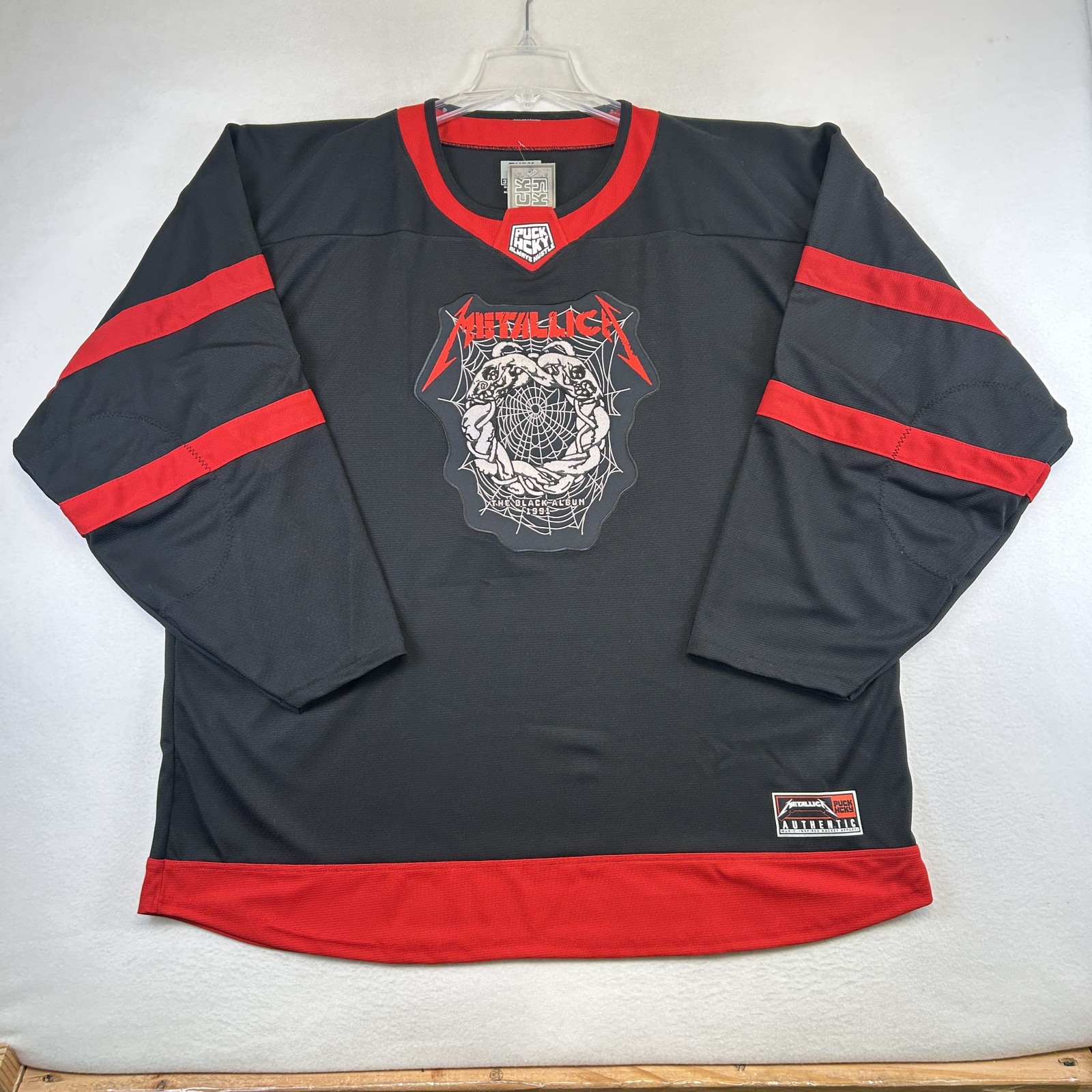 Metallica Puck Hcky Jersey Mens 3XL Black Red Hockey 91 Black Album Long Sleeve