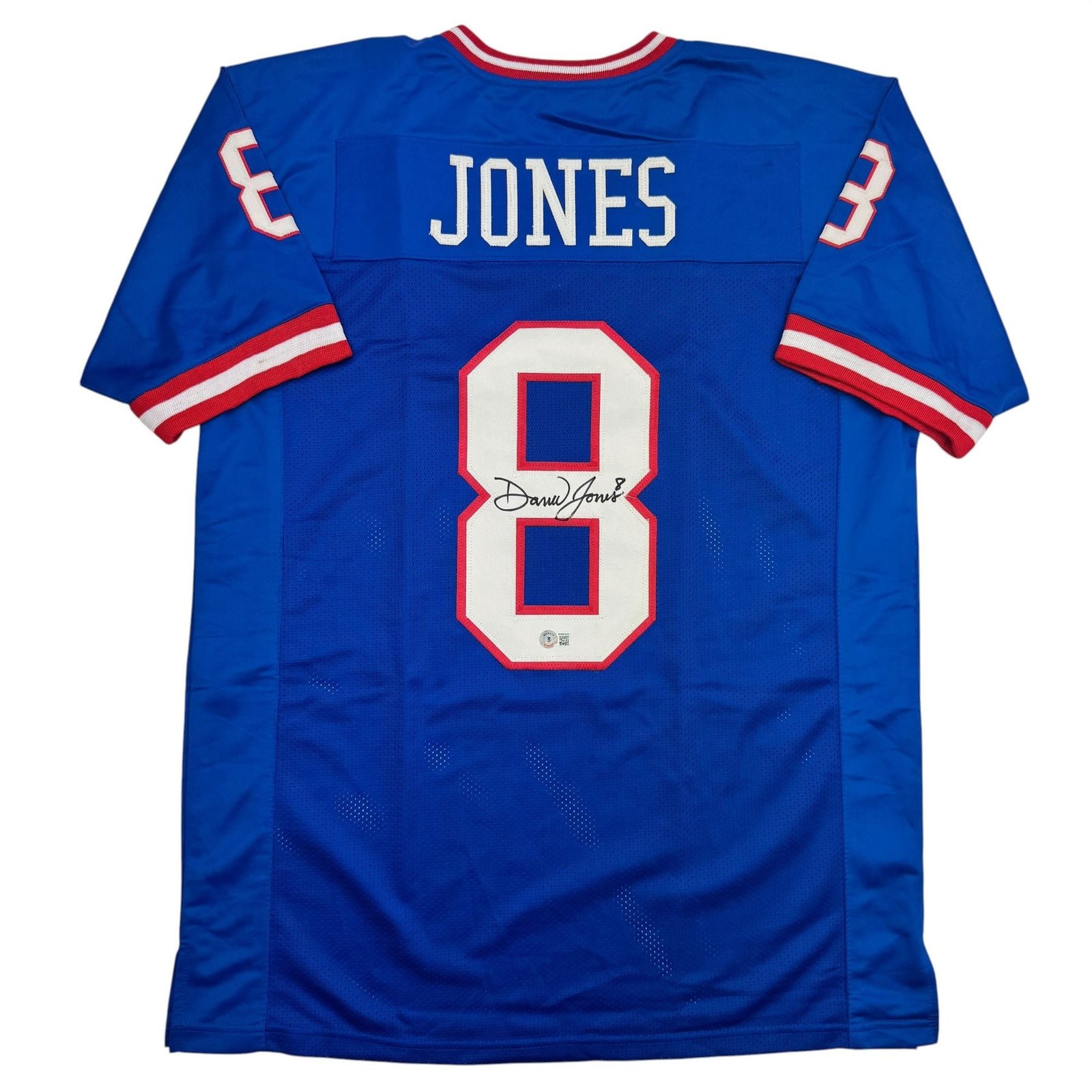Autographed/Signed Daniel Jones New York Blue Retro Jersey BAS COA Autographed/Signed Daniel Jones New York Blue Retro Jersey BAS COA