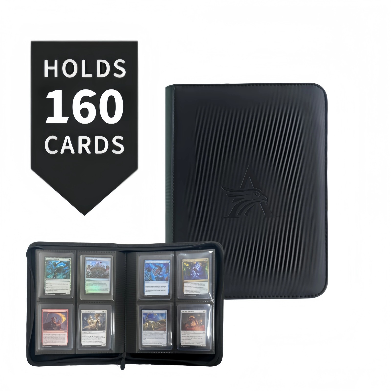 Graded Card Slab Binder Holds 160 Slabs 4-Pocket Card Storage Binder - Black