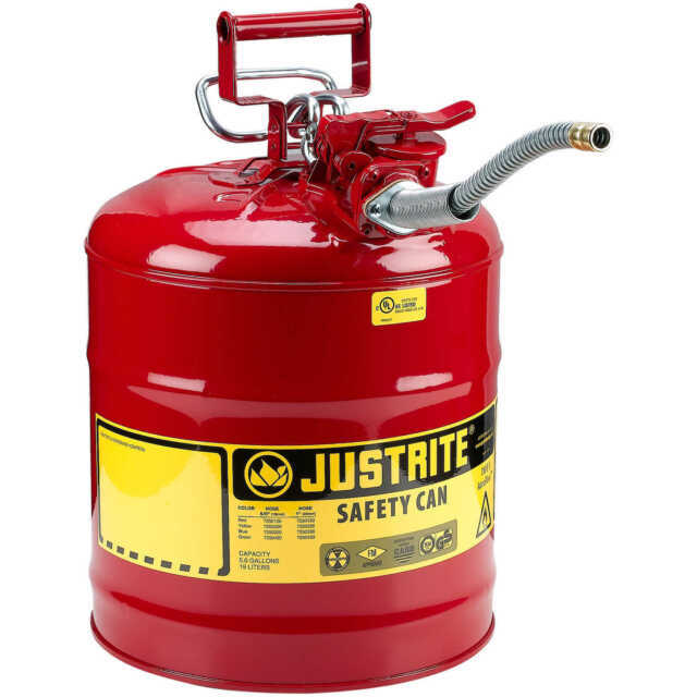 Justrite 7250120 AccuFlow 5 GAL Gasoline Fuel Safety Can Red Steel Gas Flammable