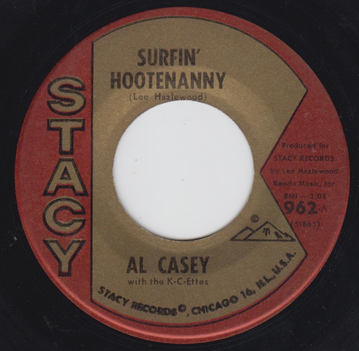60s Surf 45~Al Casey~Surfin\' Hootenanny / Easy Pickin\'~Stacy 962~Near Mint