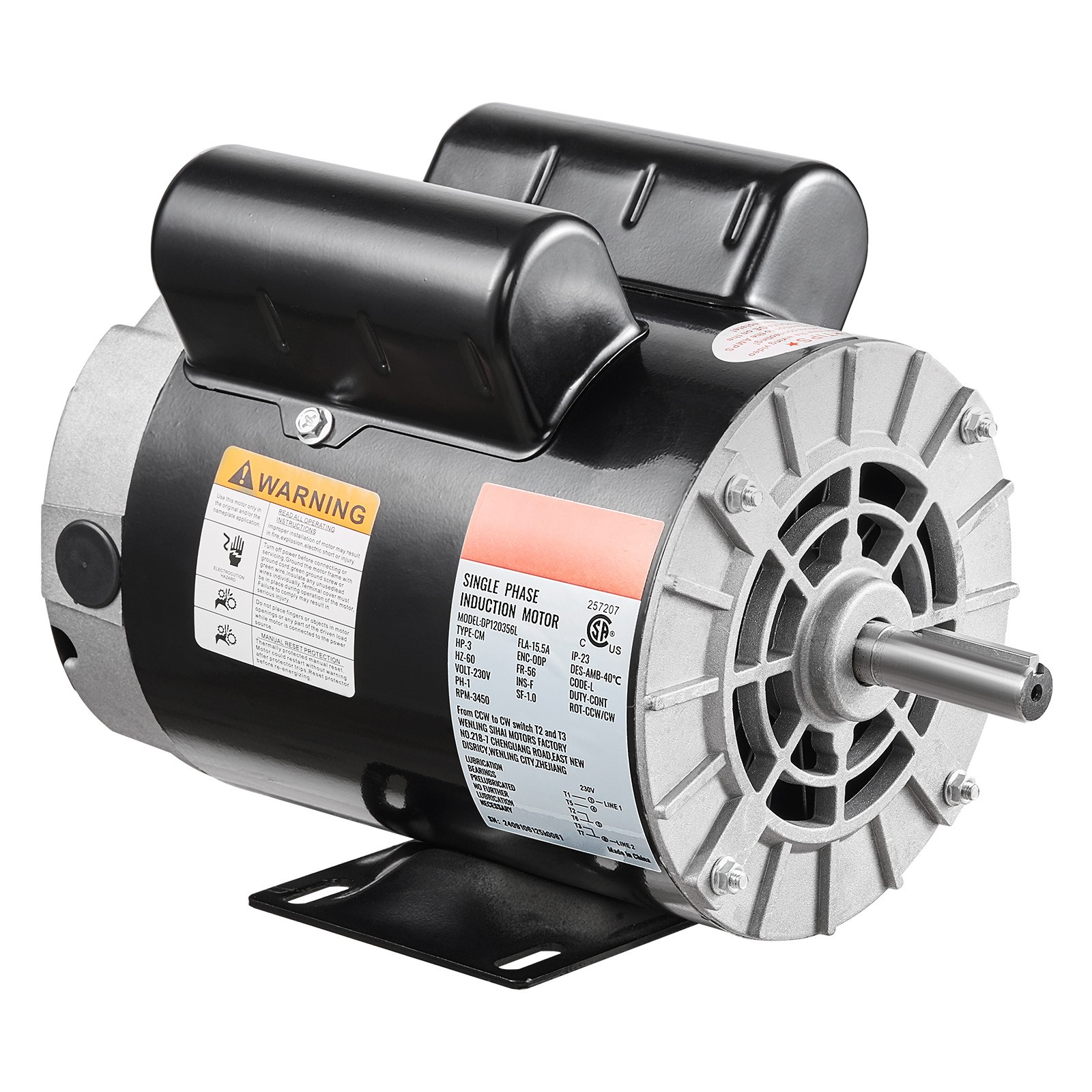 Uimoso 3HP Air Compressor Electric Motor 230V 3450RPM 56 Frame CW/CCW Rotation Uimoso 3HP Air Compressor Electric Motor 230V 3450RPM 56 Frame CW/CCW Rotation