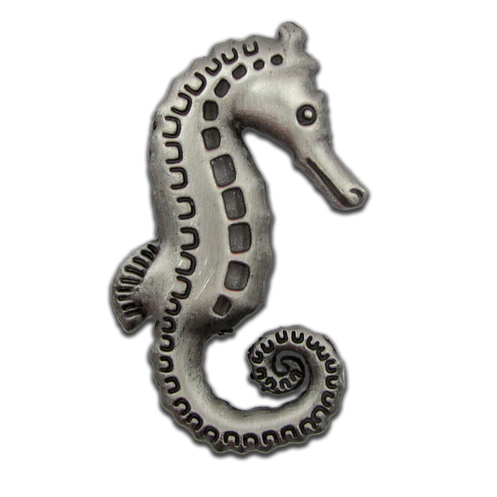 PinMart's Antique Silver 3D Sea Horse Ocean Animal Lapel Pin