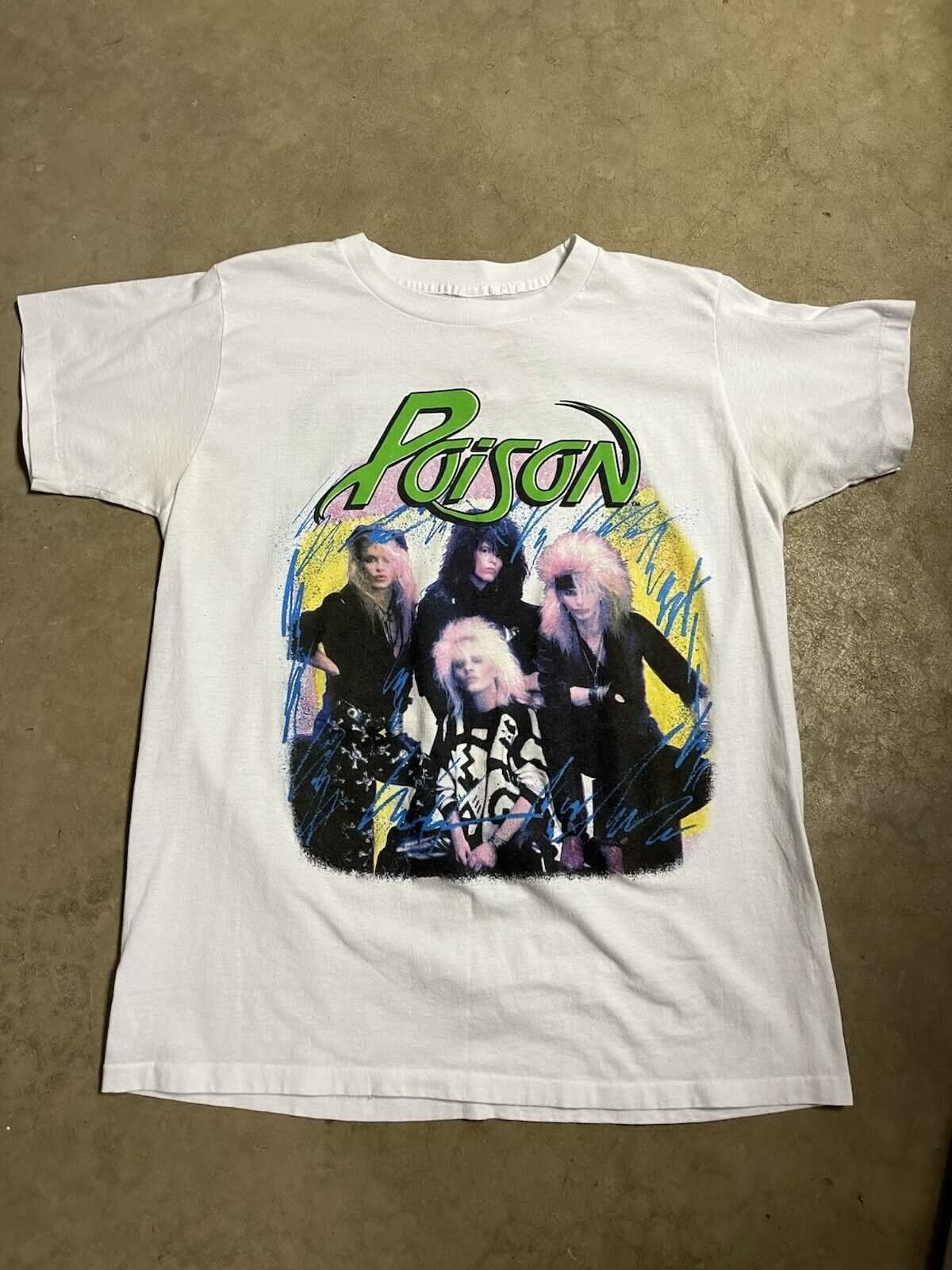 Poison 80s Vintage Short Sleeve White All Size T-Shirt HH39