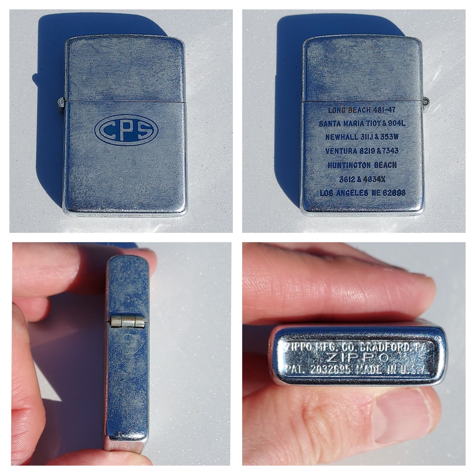 Rare 1947 '48 Zippo 3-Barrel Hinge CPS CA Prod Serv Lighter Oil Field Directory