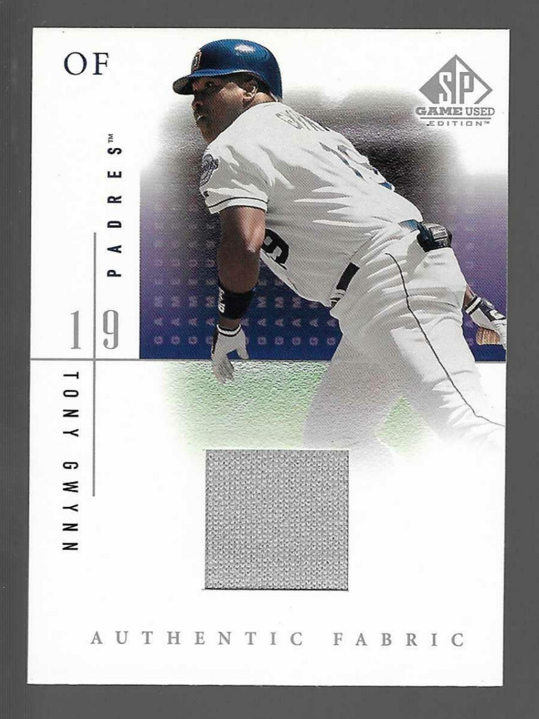 Tony Gwynn HOF 2001 SP Game Used Edition Authentic Fabric Game Jersey Gray