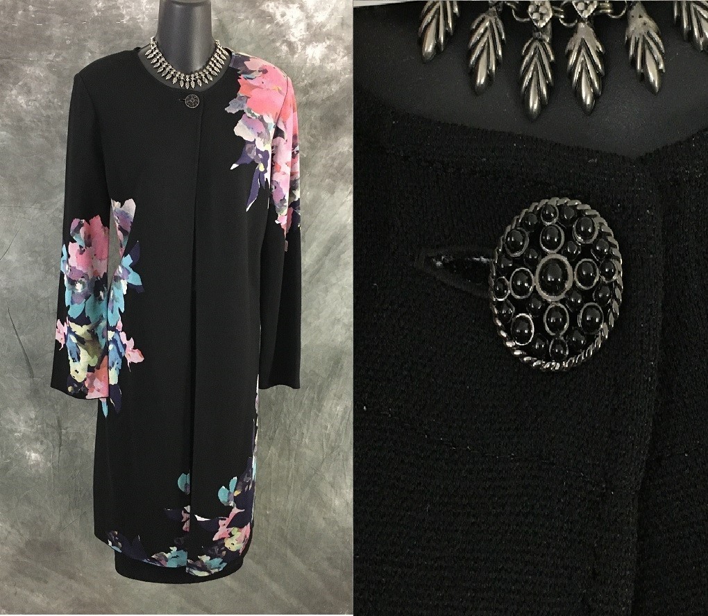 BEAUTIFUL St John jacket Black pink multi knit suit blazer size 6
