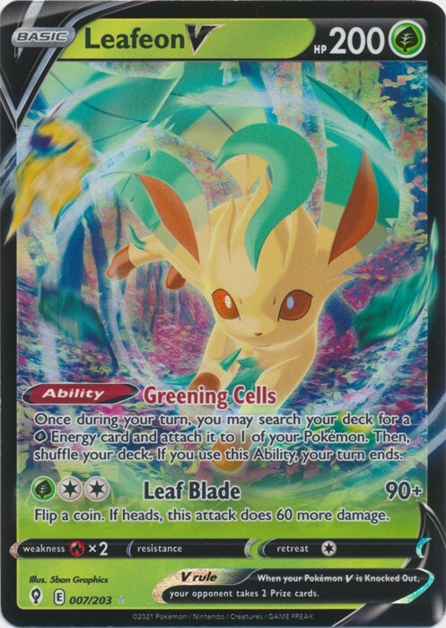 Leafeon V 007/203 Ultra Rare  Evolving Skies Pokemon TCG