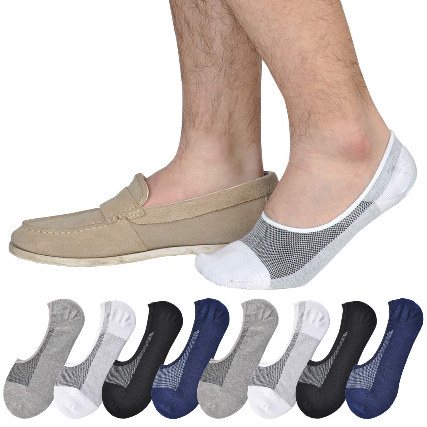 Men\'s No Show Cotton Socks Non Slip Low Cut 6 Pairs Men\'s No Show Cotton Socks Non Slip Low Cut 6 Pairs