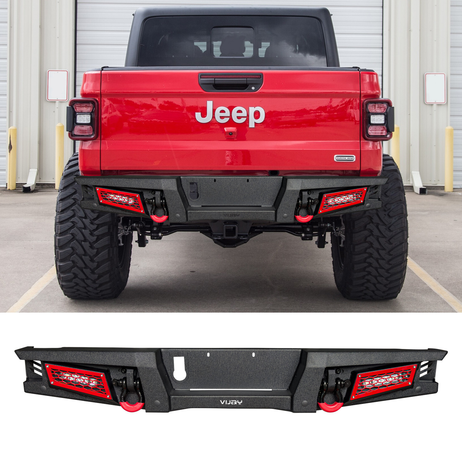 MARSITTER Steel For 2020-2025 Jeep Gladiator JT Rear Bumper W/LED Lights&D-Rings MARSITTER Steel For 2020-2025 Jeep Gladiator JT Rear Bumper W/LED Lights&D-Rings