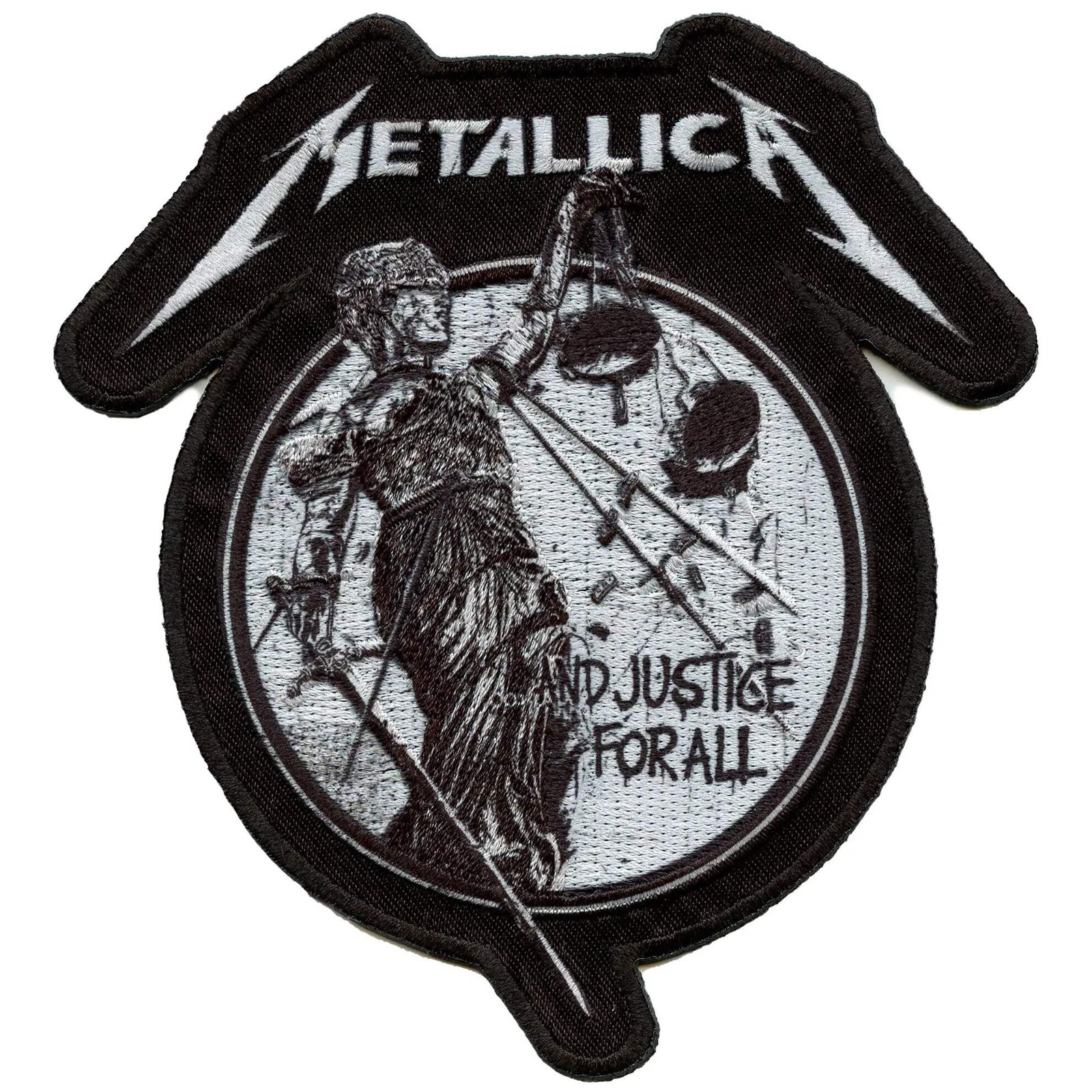 Metallica Metal Band Patch Justice Mono Black/White Sublimation Embroidered Iron