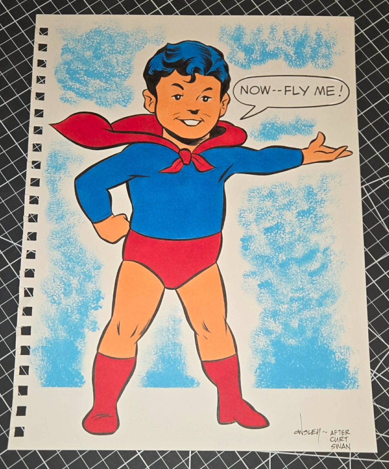 SUPERBABY 9x12 SKETCHBOOK ORIGINAL ART AFTER CURT SWAN By PATRICK OWSLEY