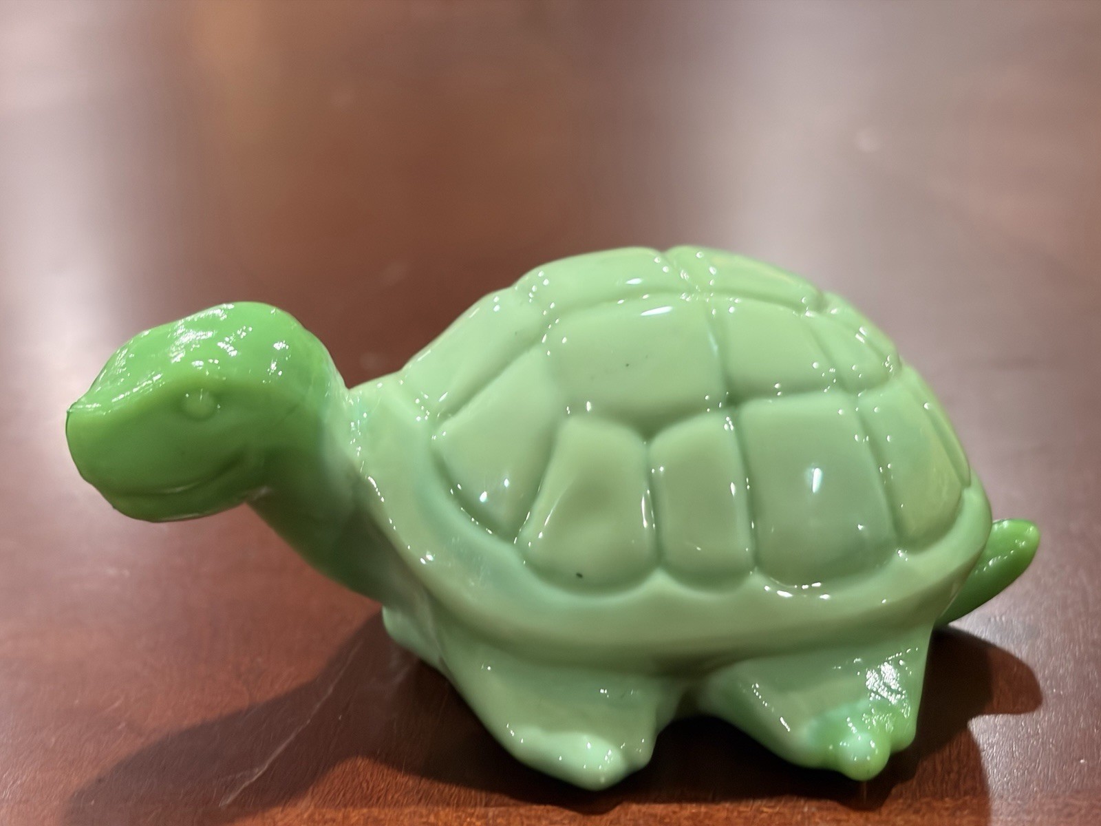Rare Fenton Chameleon Green Glass Turtle Figurine Jon Saffel Mold 5266 4\