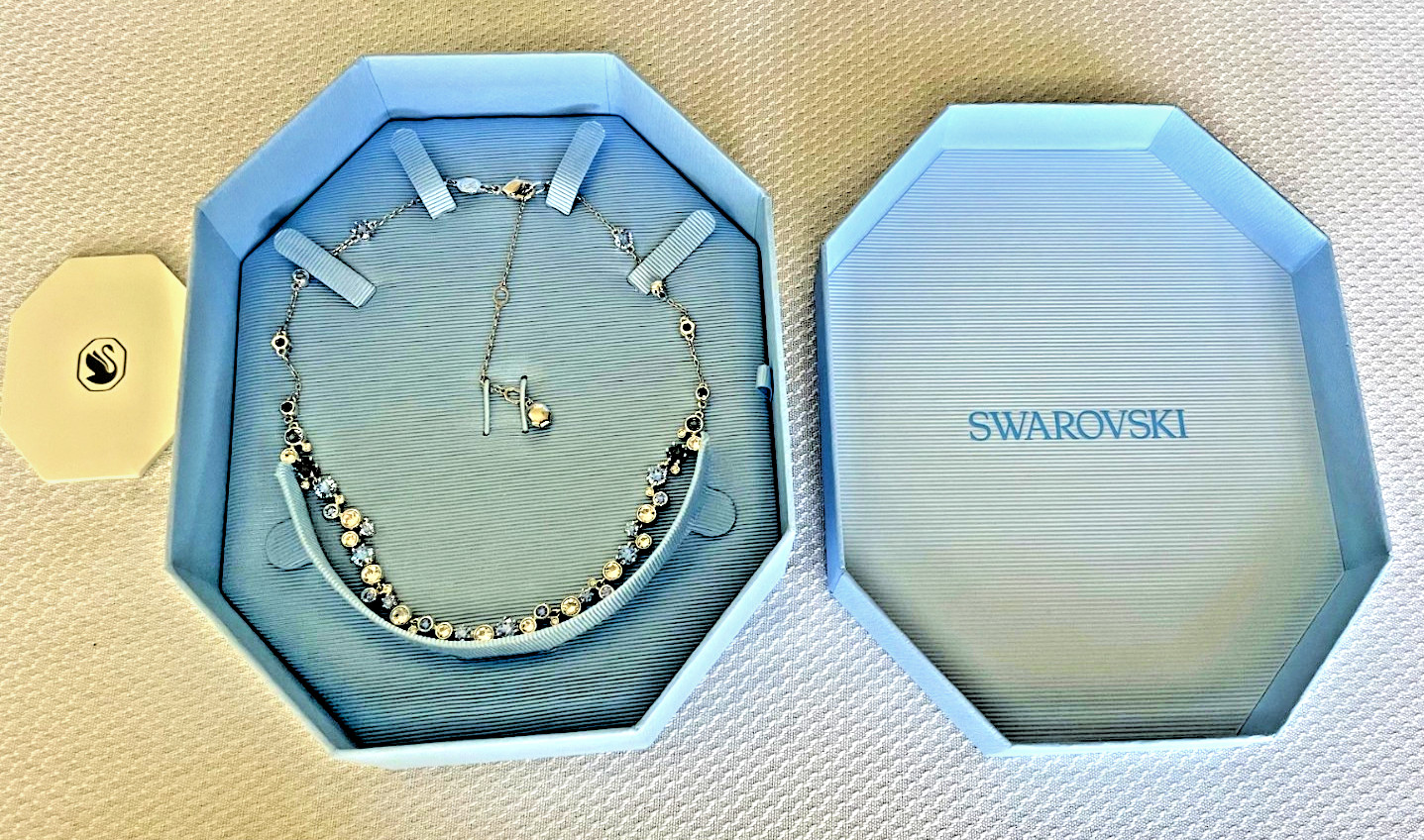 authentic swarovski crystal Constella necklace , Mixed cuts Blue crystals