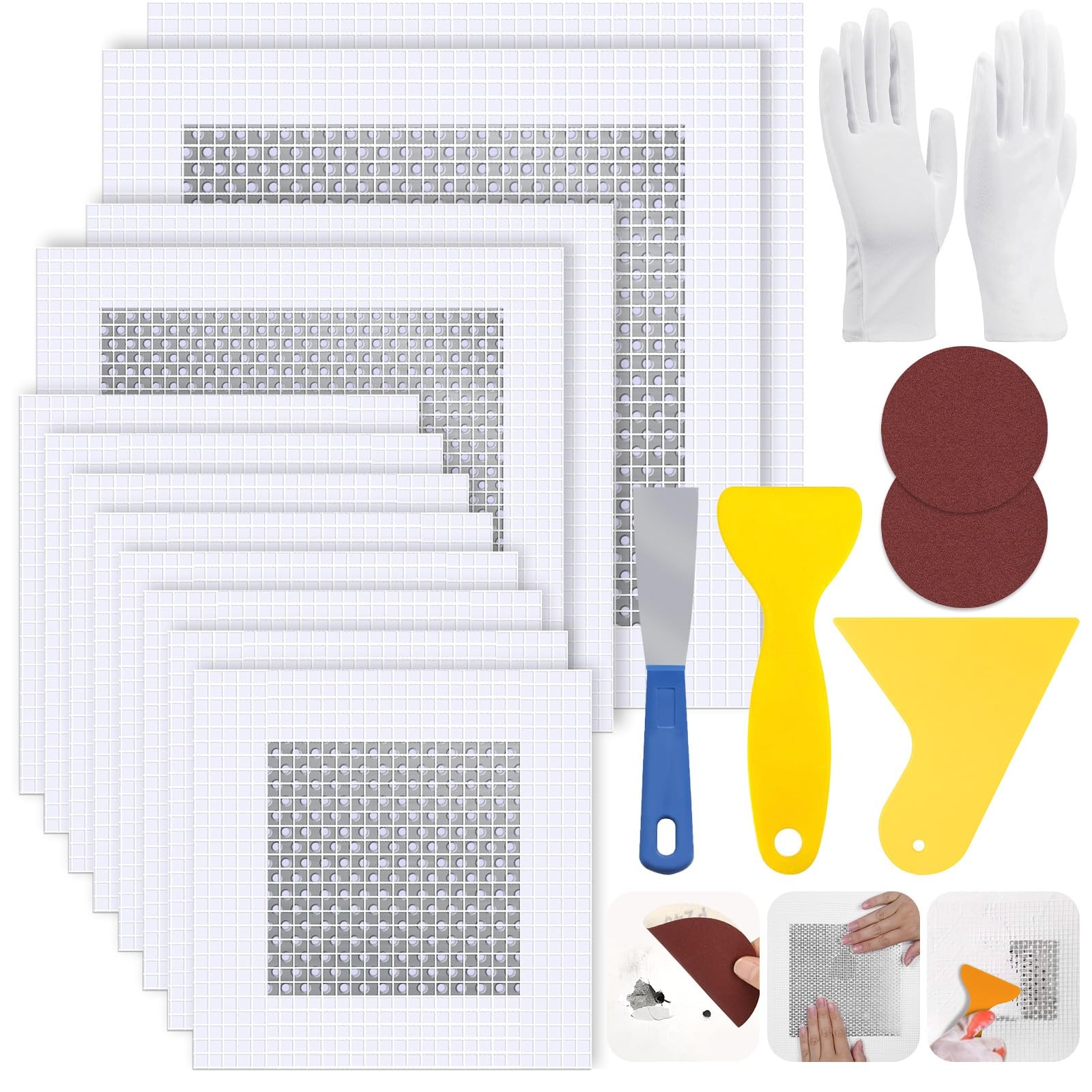 12 PCS 4/6/8 Inch Wall Inch, 12 4/6/8inch Repair Patch Kit 