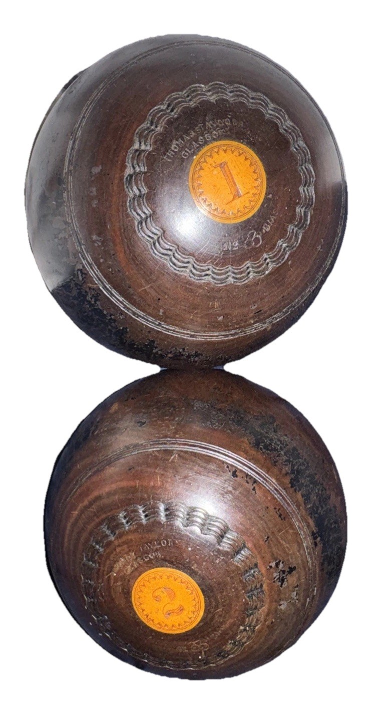 SET Antique Thomas Taylor Glasgow Lawn Ball T.BRCMAGE Paris Winner Sister #1, #2 SET Antique Thomas Taylor Glasgow Lawn Ball T.BRCMAGE Paris Winner Sister #1, #2