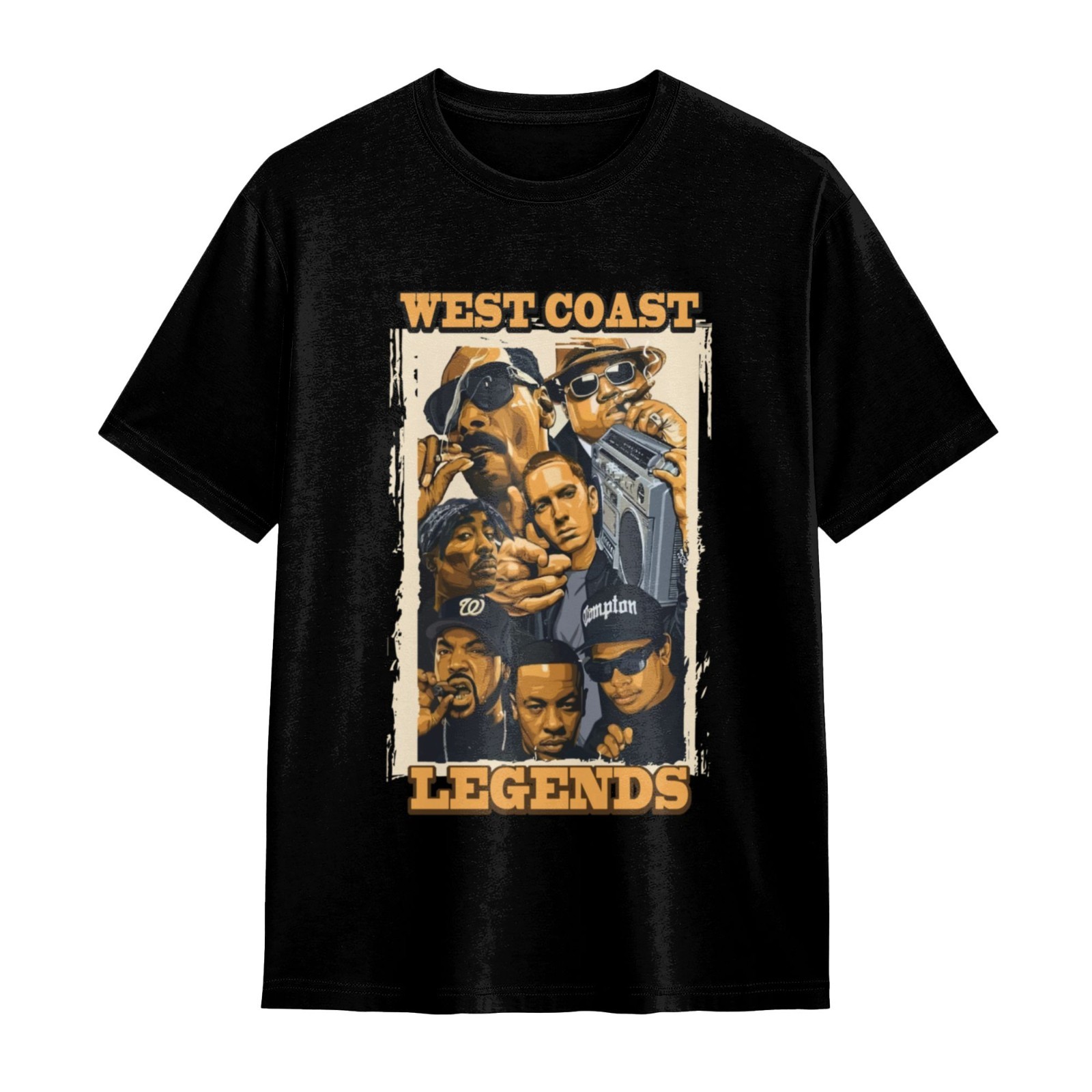 West Coast Legends Rappers 90s Hip Hop Vintage Fan T-Shirt