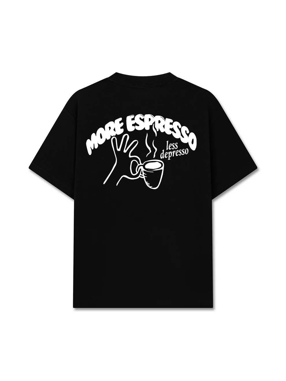 More Espresso Less Depress Shirt Coffee Lover Funny Humor Graphic Tee Mens Black
