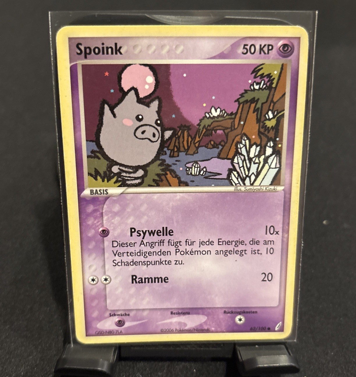 [German] Ultra Rare Pokemon Spoink Crystal Guardians 62/100 MP Condition