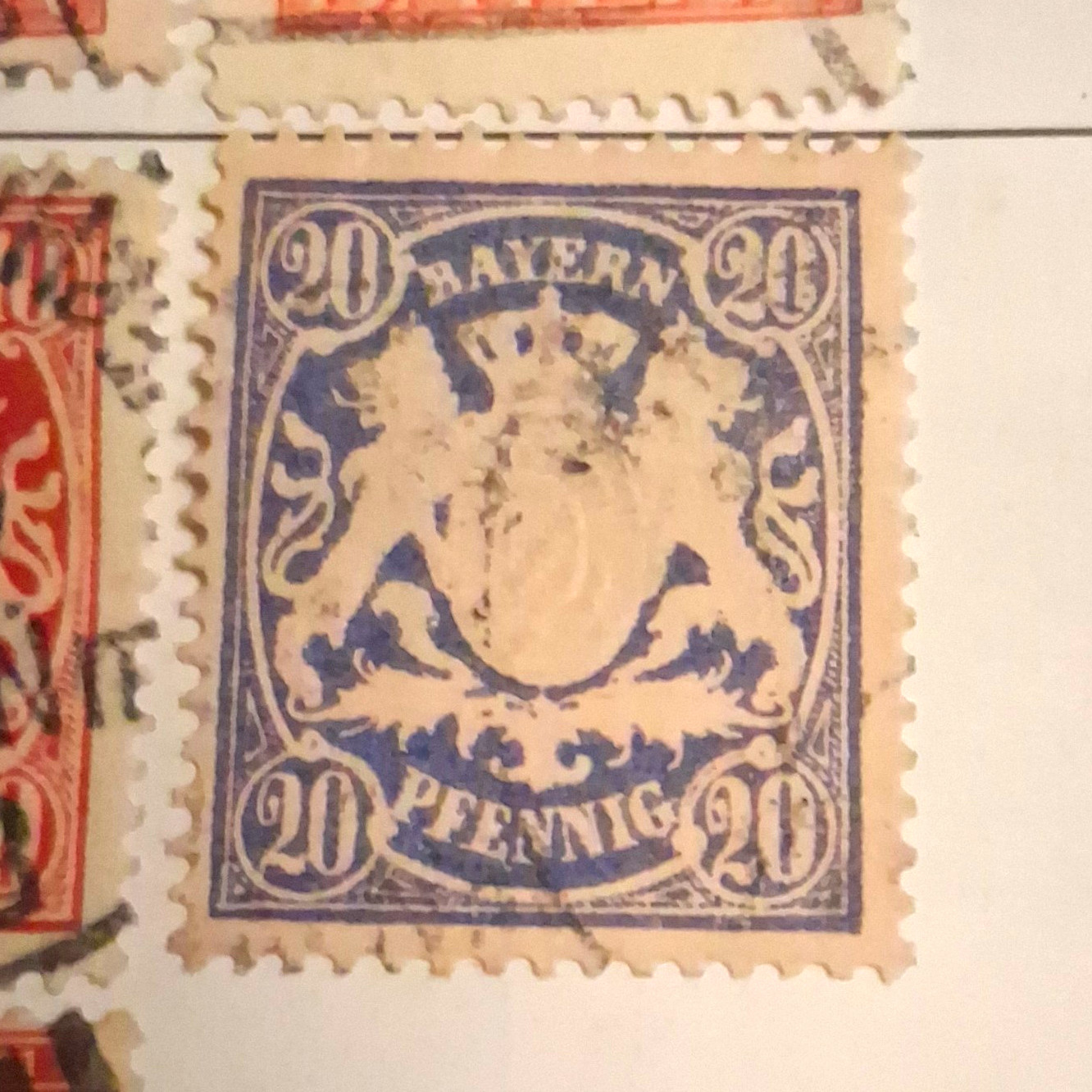 Bavaria Bayern Germany 20 Pfennig Blue Coat of Arms Postage Stamp Used Bavaria Bayern Germany 20 Pfennig Blue Coat of Arms Postage Stamp Used