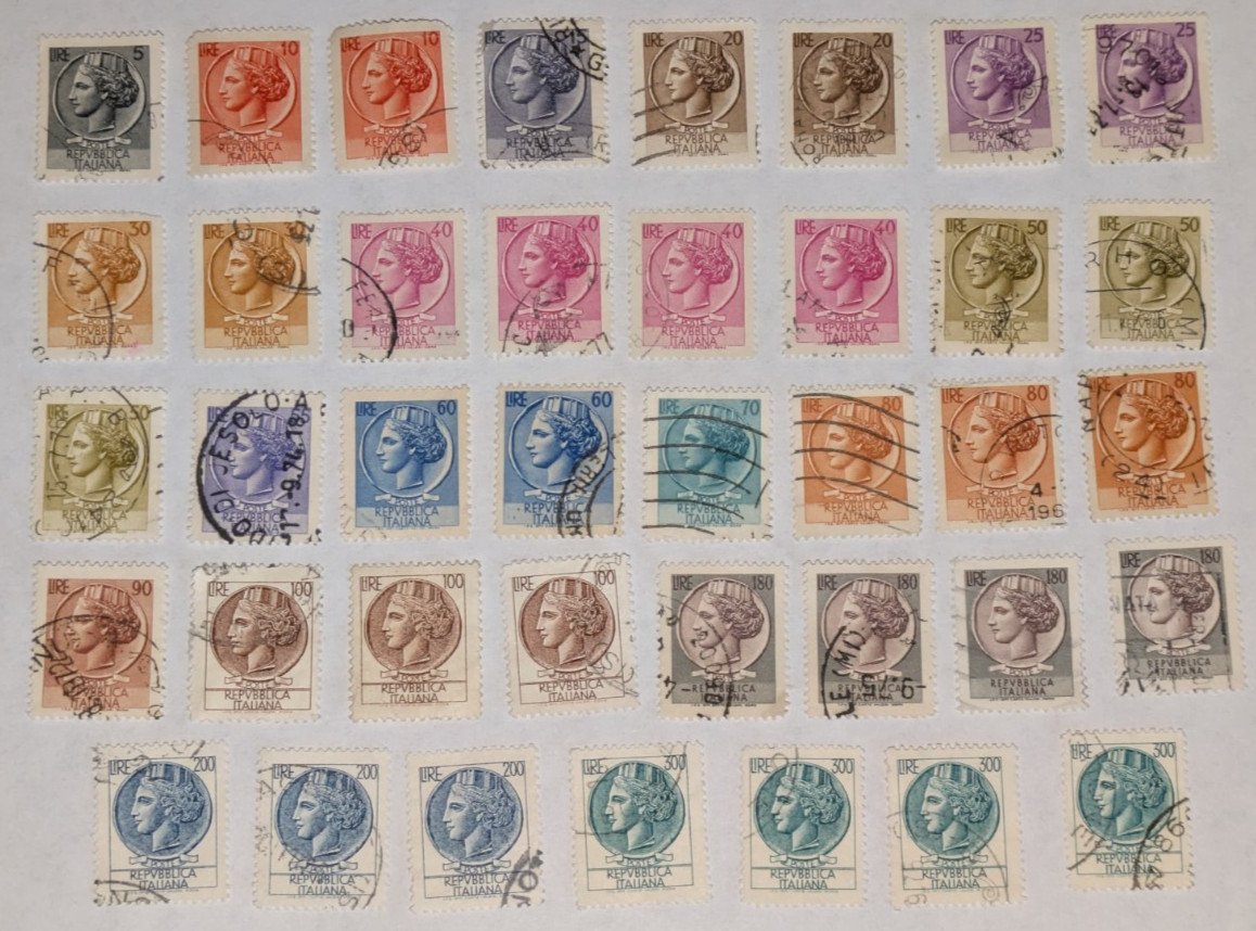 ITALY REPUBLIC. 1953-54 SIRACUSANA SERIES SET - Head of Arethusa ITALY REPUBLIC. 1953-54 SIRACUSANA SERIES SET - Head of Arethusa