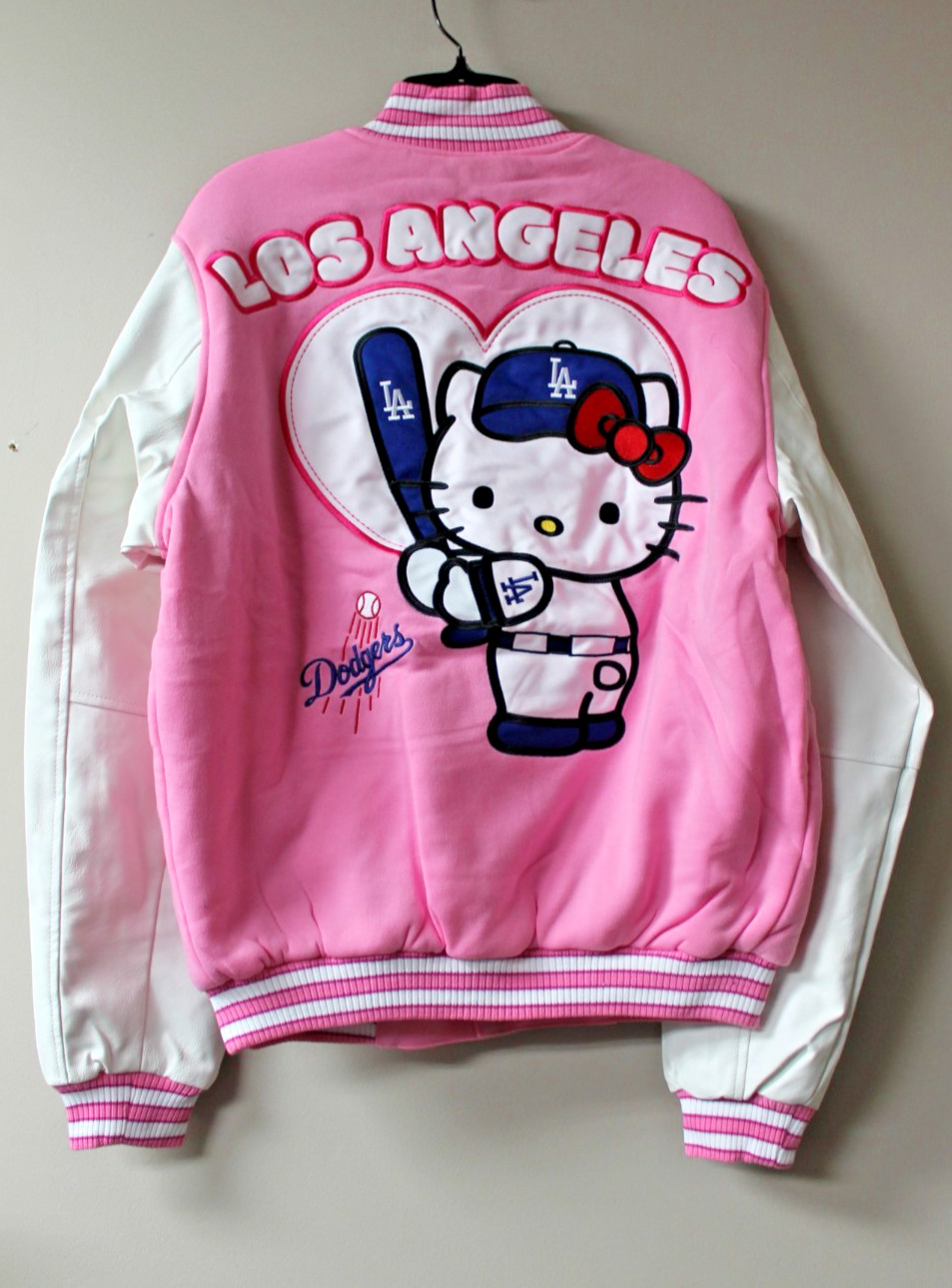 New MLB Los Angeles Dodgers Hello Kitty Reversible varsity poly jacket men\'s S