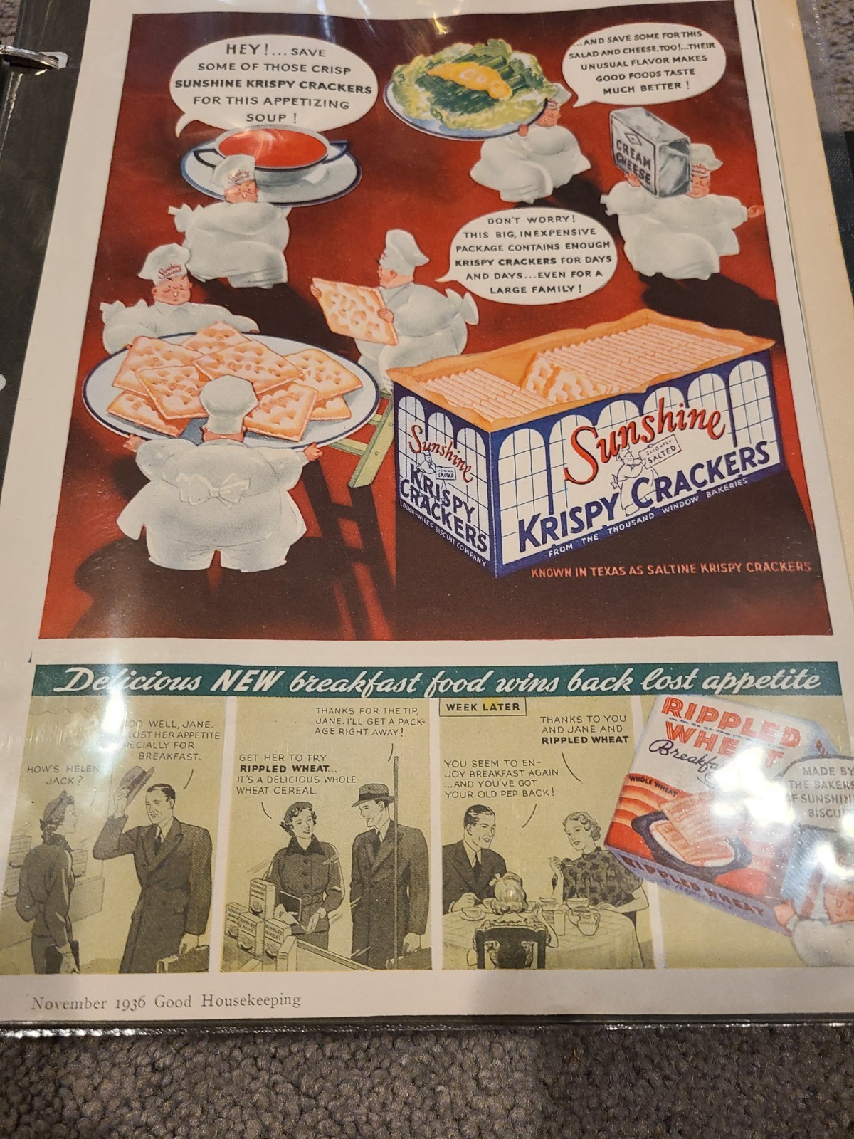 Vintage 1936 Sunshine Krispy Crackers 1930’s Print Ad Husband And Wife