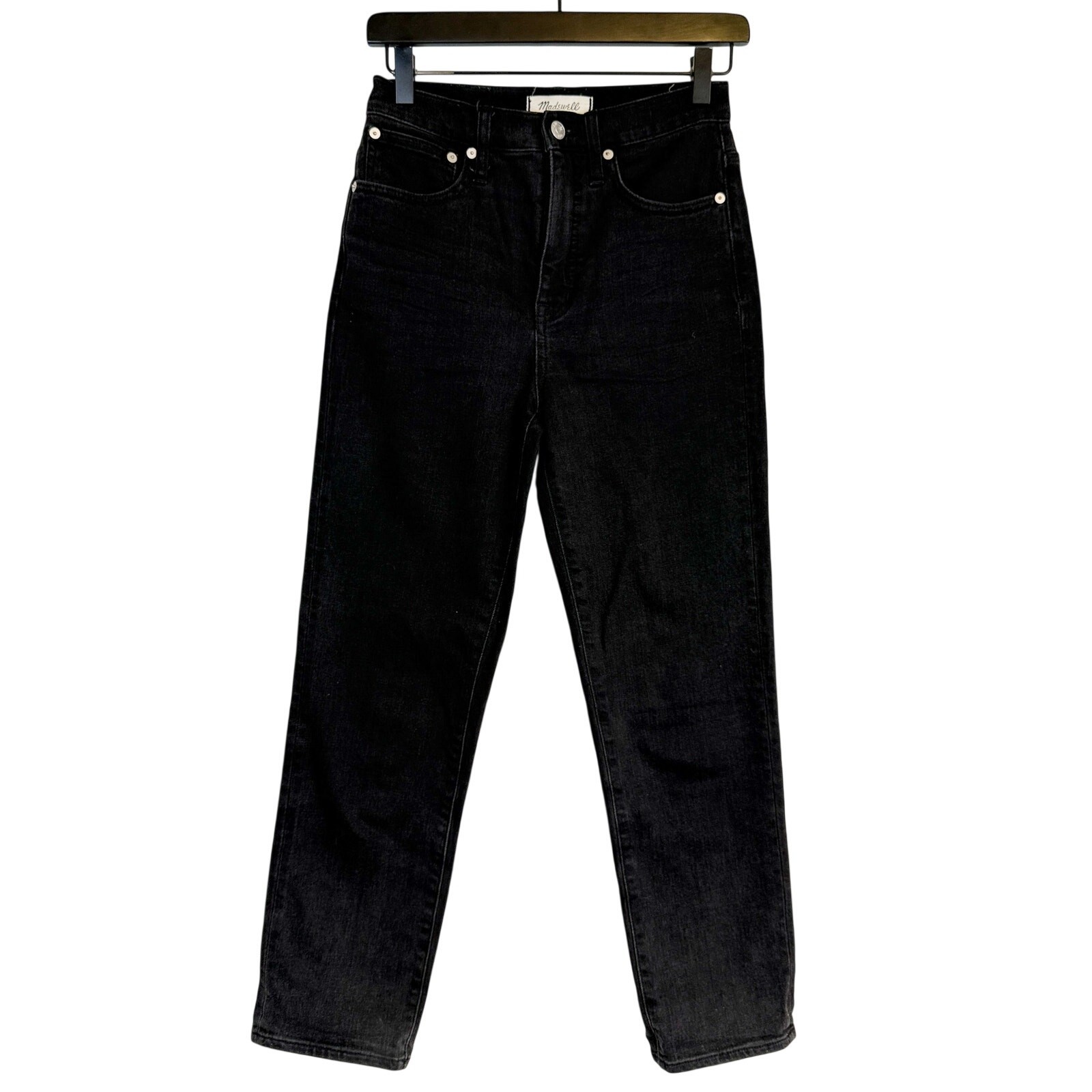 Madewell Classic Straight Jean in Lunar Wash Black High Rise 26\ Madewell Classic Straight Jean in Lunar Wash Black High Rise 26\