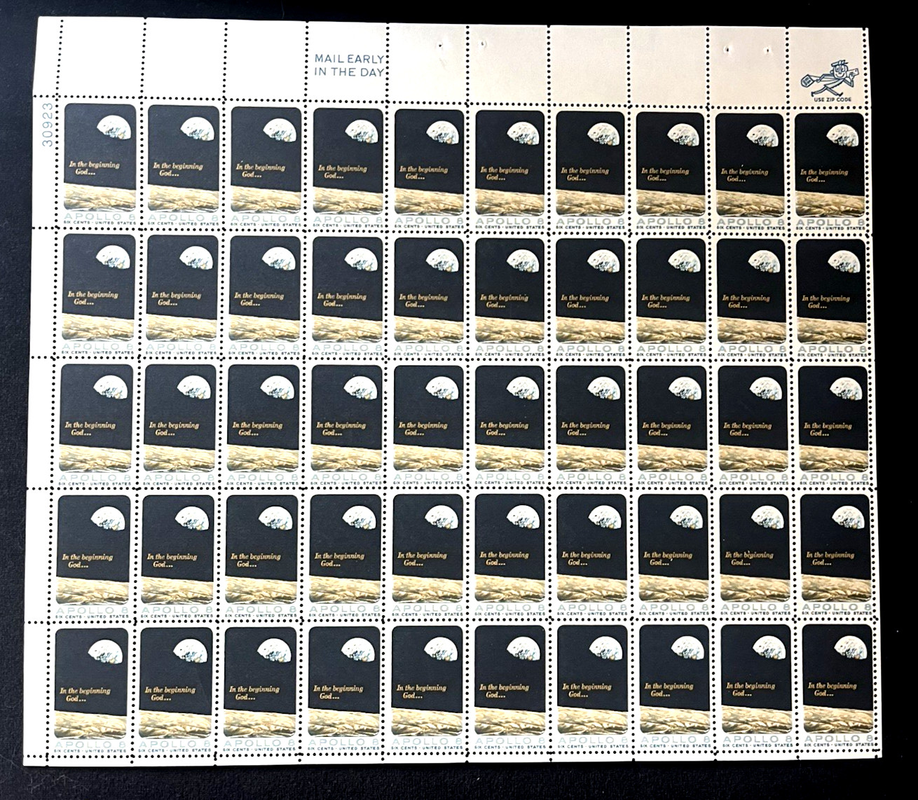 1969 U.S. 6c APOLLO 8 MOON ORBIT FULL SHEET of 50 Sc#1371 M/NH/OG GEM 1969 U.S. 6c APOLLO 8 MOON ORBIT FULL SHEET of 50 Sc#1371 M/NH/OG GEM