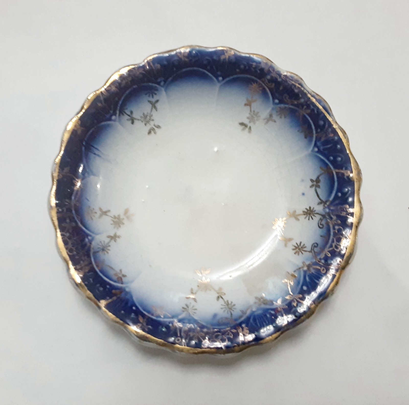 LA FRANCAISE BUTTER PAT Vintage/Antique FLOW BLUE LA FRANCAISE BUTTER PAT Vintage/Antique FLOW BLUE