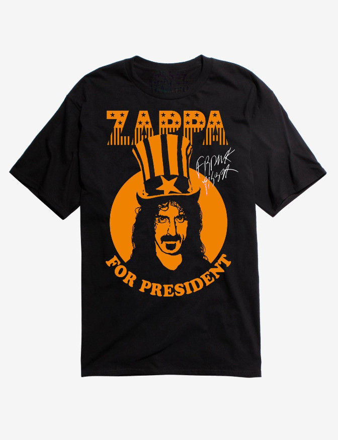 Vtg Frank Zappa For President Heavy Cotton Black Unisex S-5XL Shirt AG89