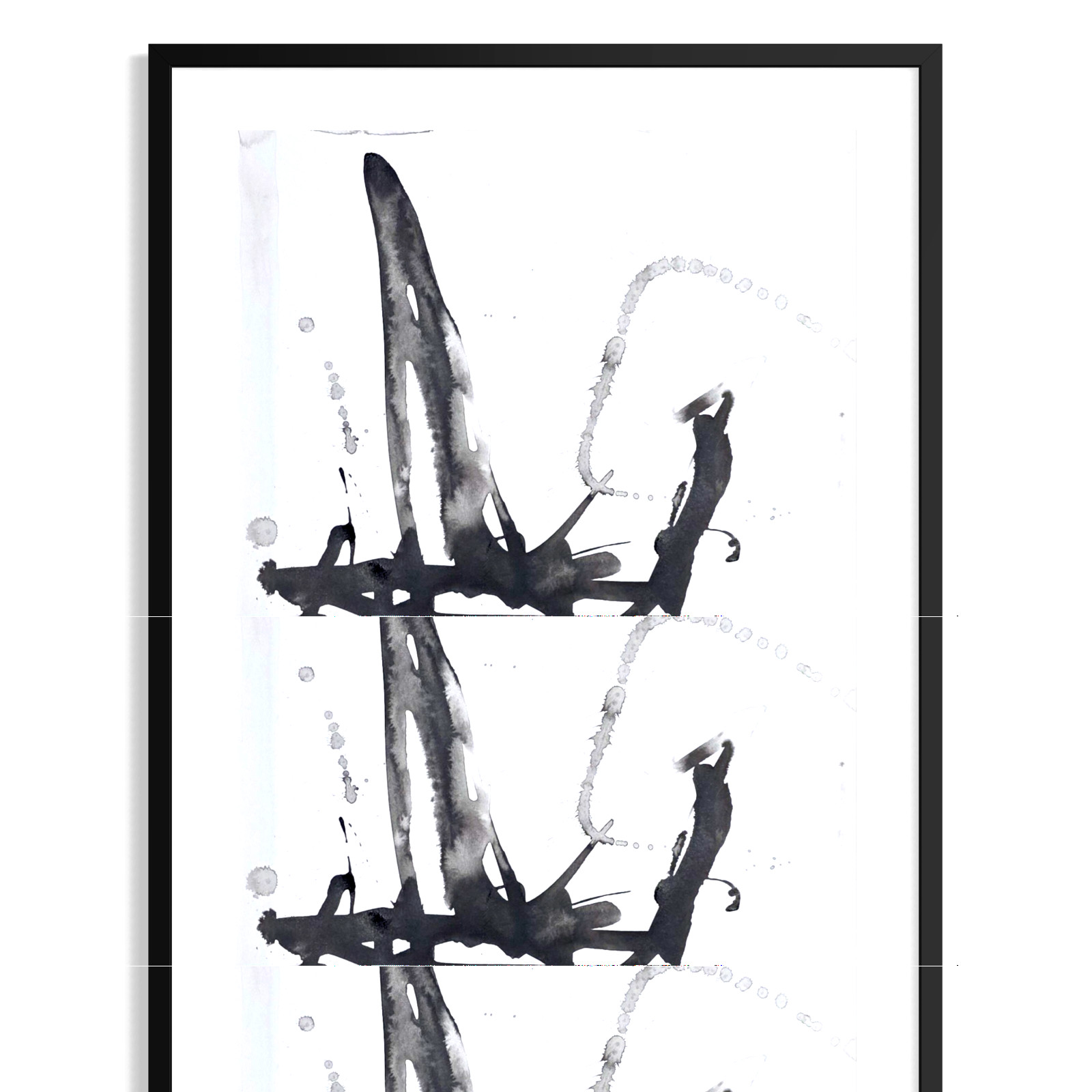 Landscape Painting Original Minimalist 9x12 Acrylic Signed Black White 