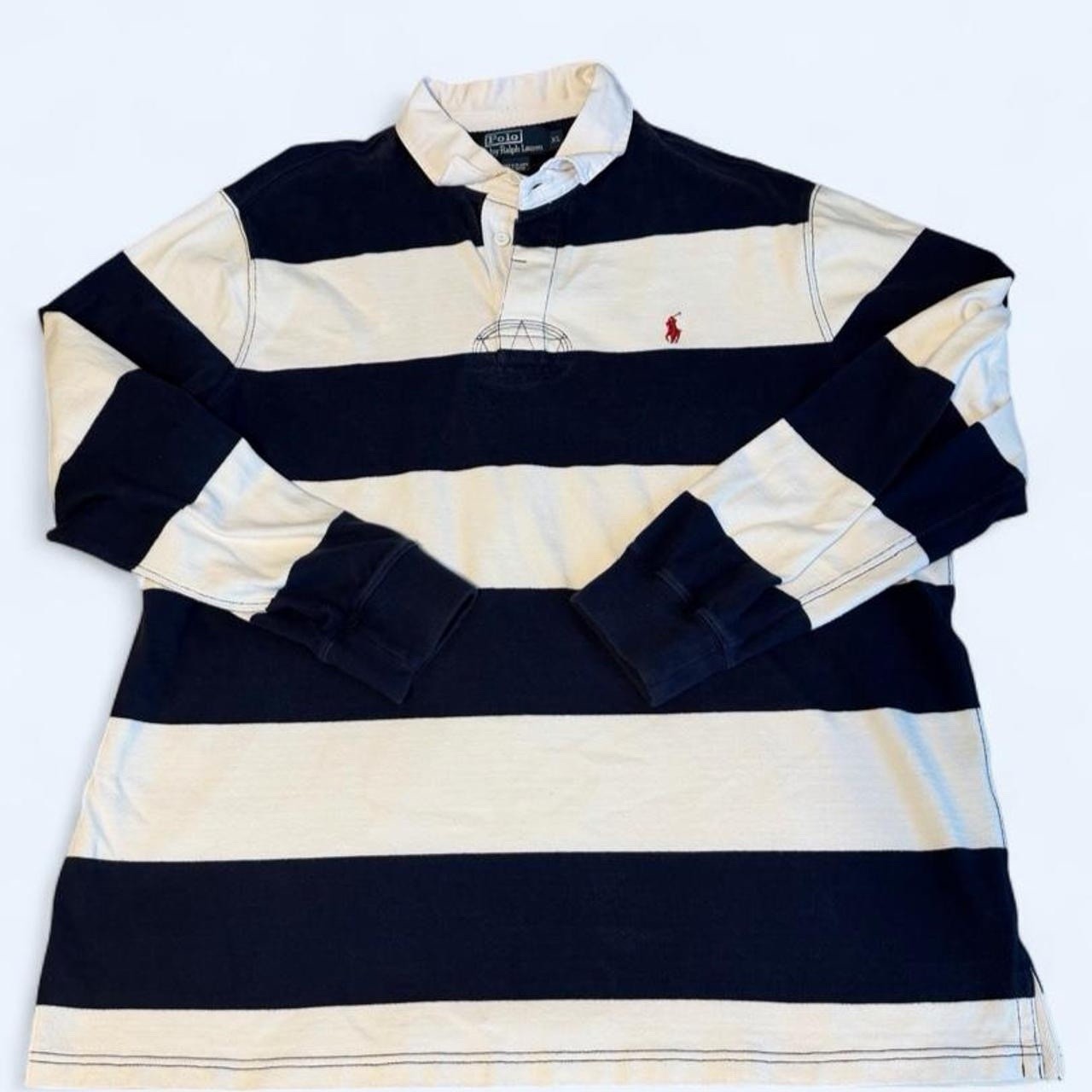 Vintage Polo Ralph Lauren blue and white Striped Rugby Shirt XL Vintage Polo Ralph Lauren blue and white Striped Rugby Shirt XL