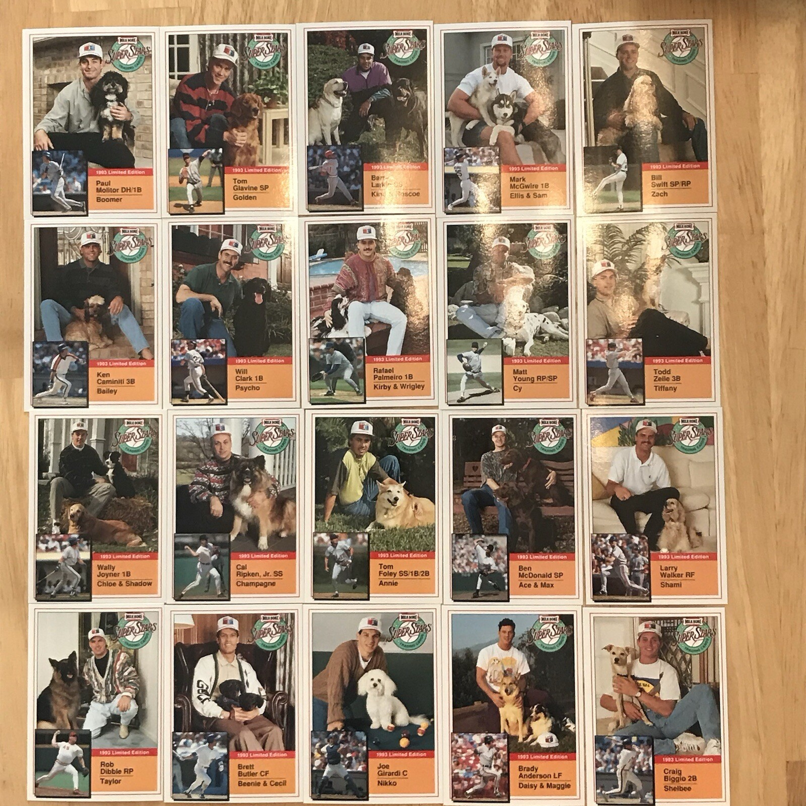 (50) Complete 1993 Milk-Bone Super Stars Limited Edition Insert Sets #1-20