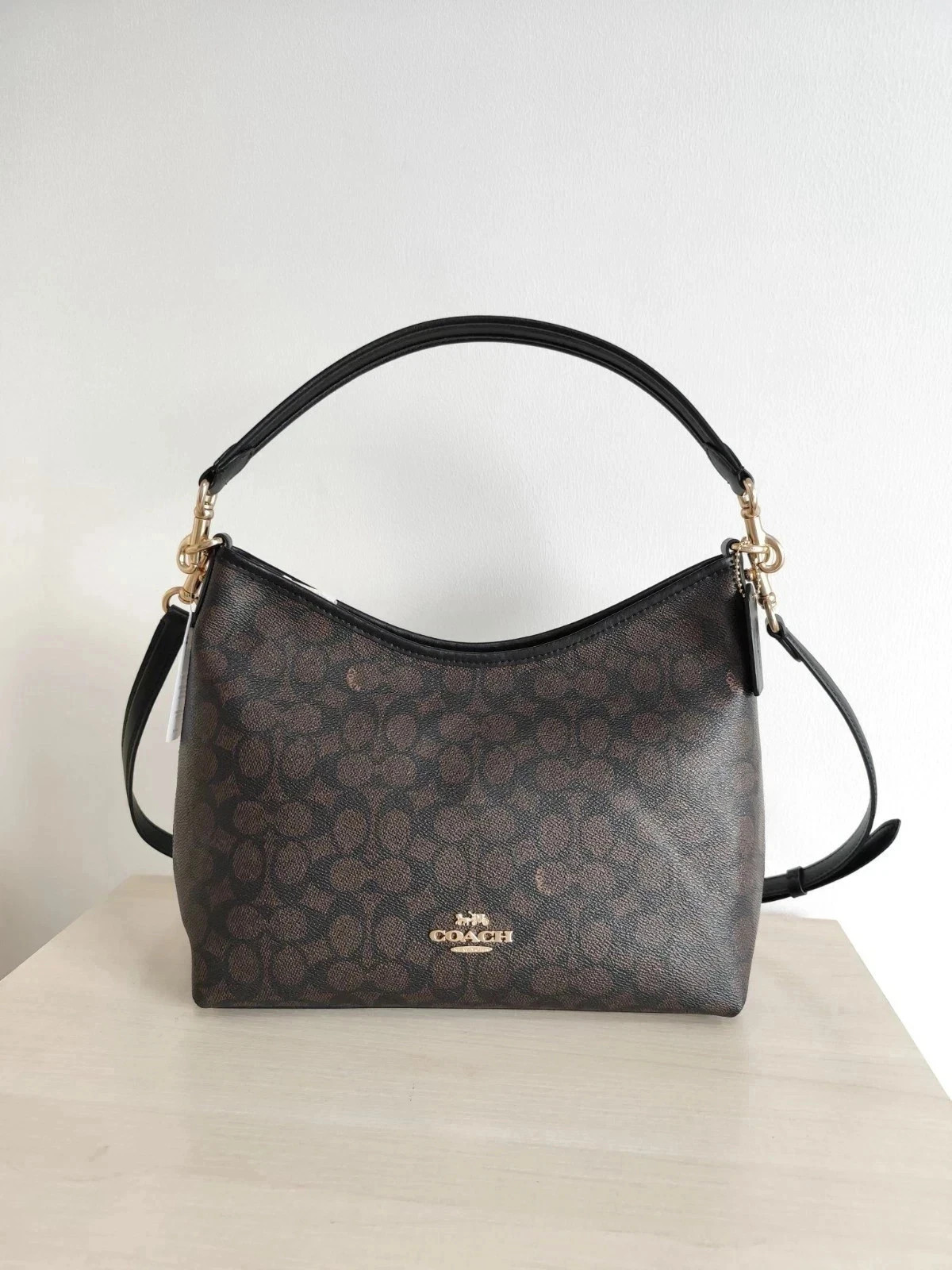 COACH CV975 Laurel In Signature Leather Walnut/Black outlet New JPN